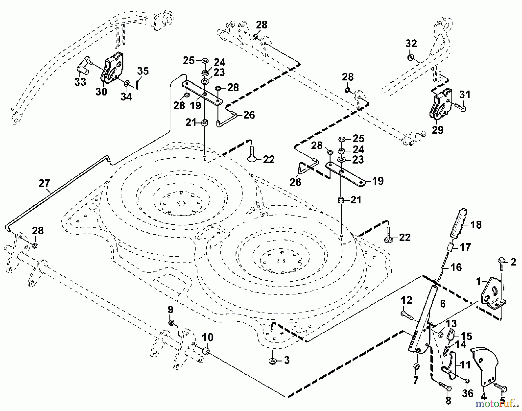  Viking Aufsitzmäher Mähwerke AMM 842, AME 842  (MF 860, 880, 890 PRO) B - Höhenverstellung (manuell)