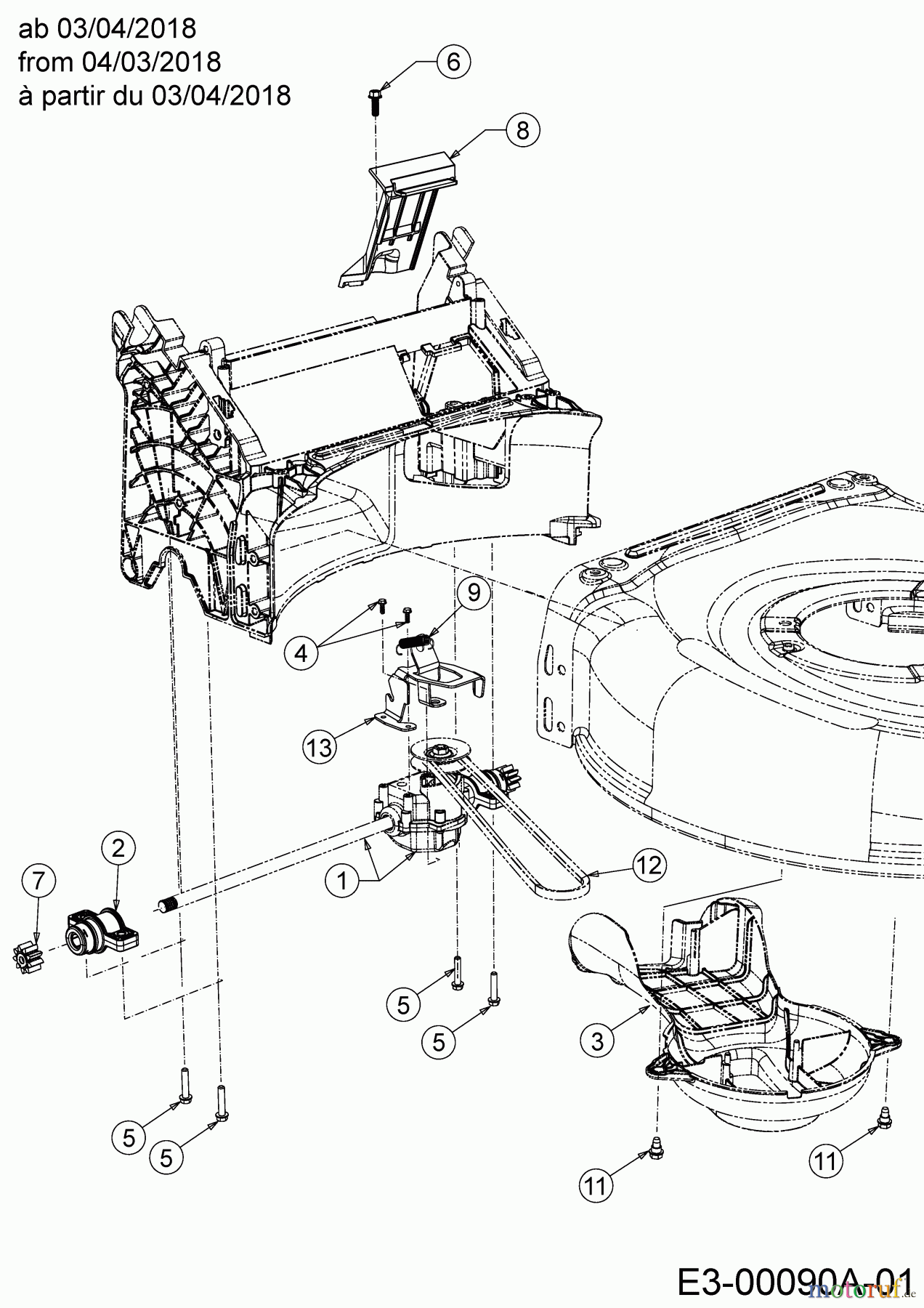  Mr.Gardener Petrol mower self propelled HW 53 BA-2 12B-PN7B629  (2020) Gearbox, Belt from 04/03/2018