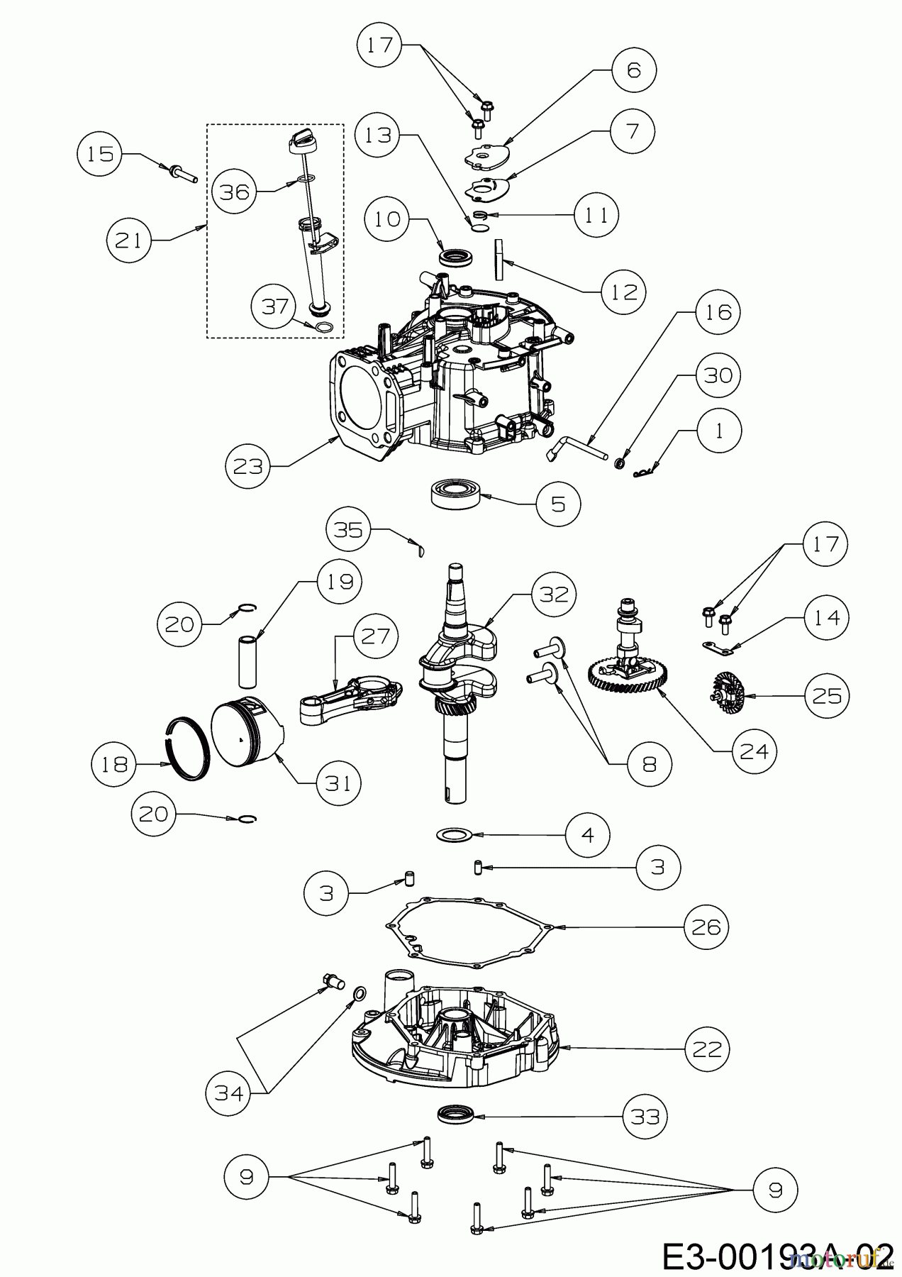 MTD-Engines Vertical 5X70RHA 752Z5X70RHA  (2018) Piston, Camshaft, Crankshaft, Connecting rod