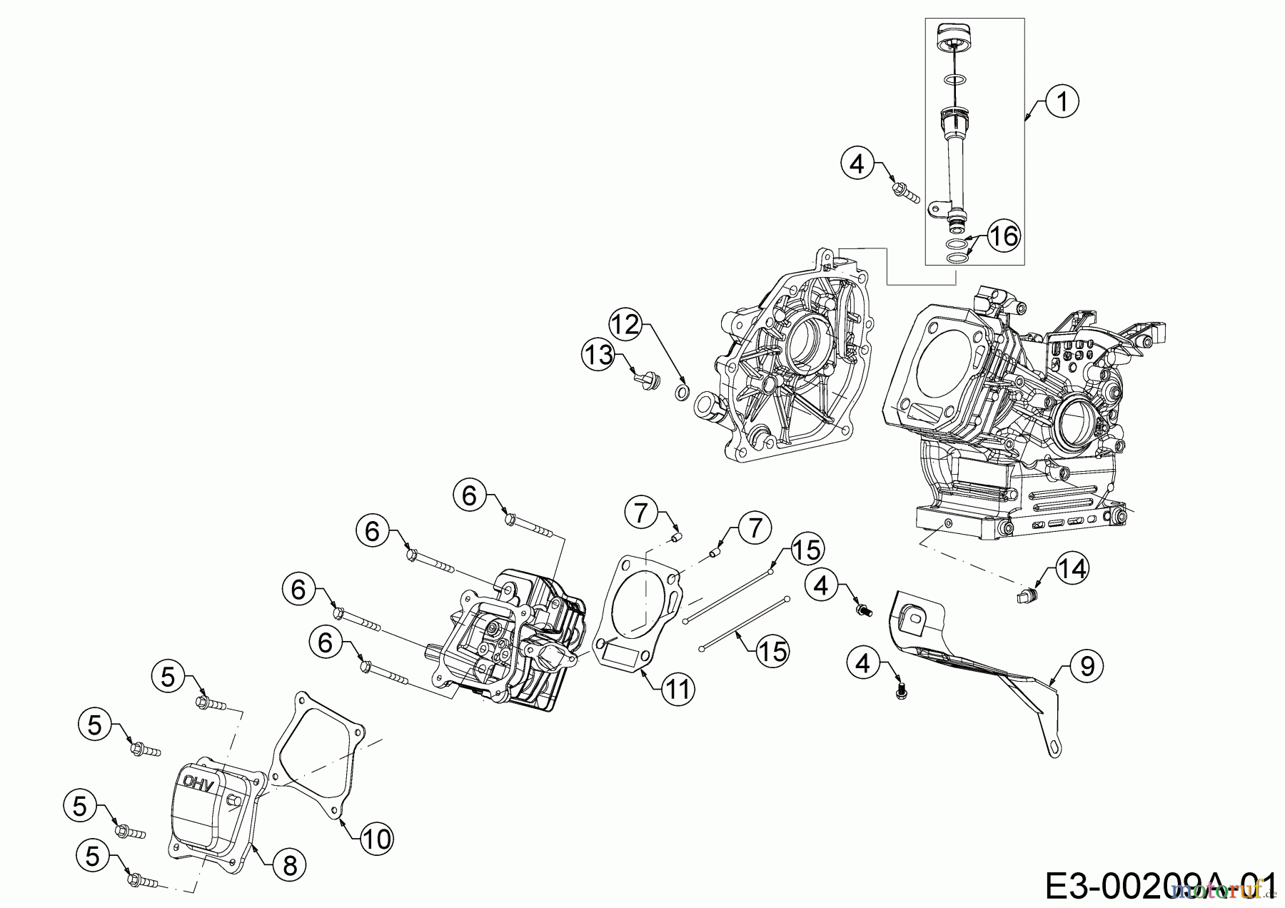  MTD-Engines Horizontal 370-JHA 752Z370-JHA  (2019) Oil drain plug, Dipstick, Couvercle de culasse