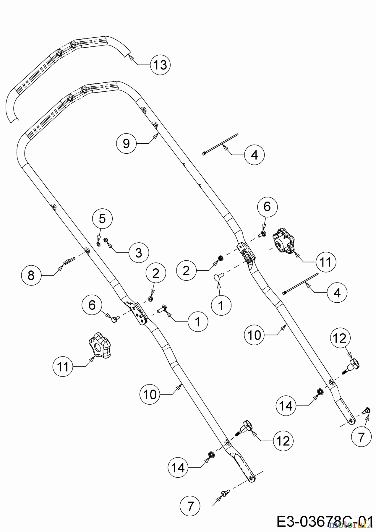  Mr.Gardener Petrol mower self propelled HW 46 BA 12B-TN5E629  (2019) Handle