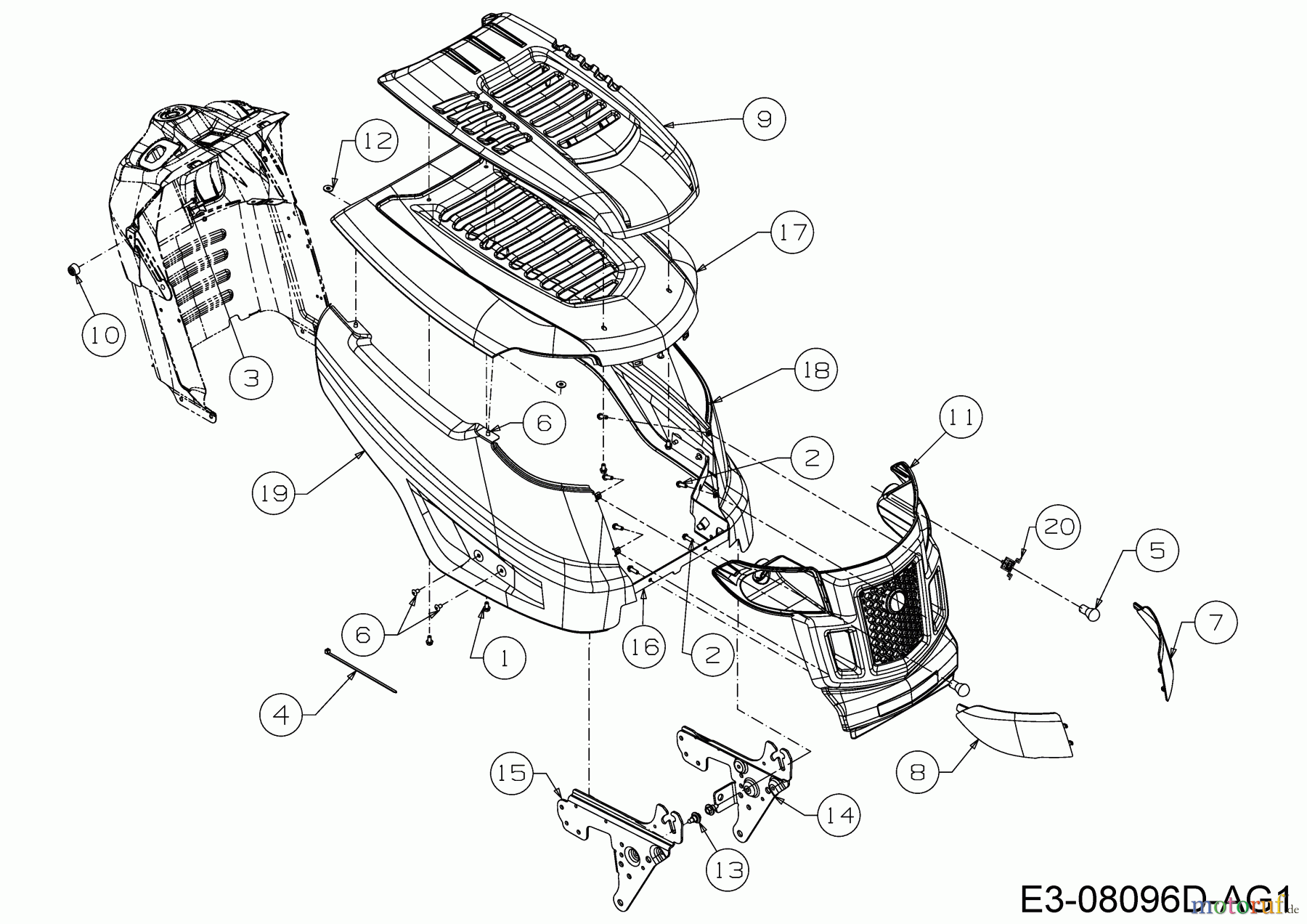  Bestgreen Lawn tractors BG PRO 107 HSBK 13HM79KG655  (2019) Engine hood K-Style