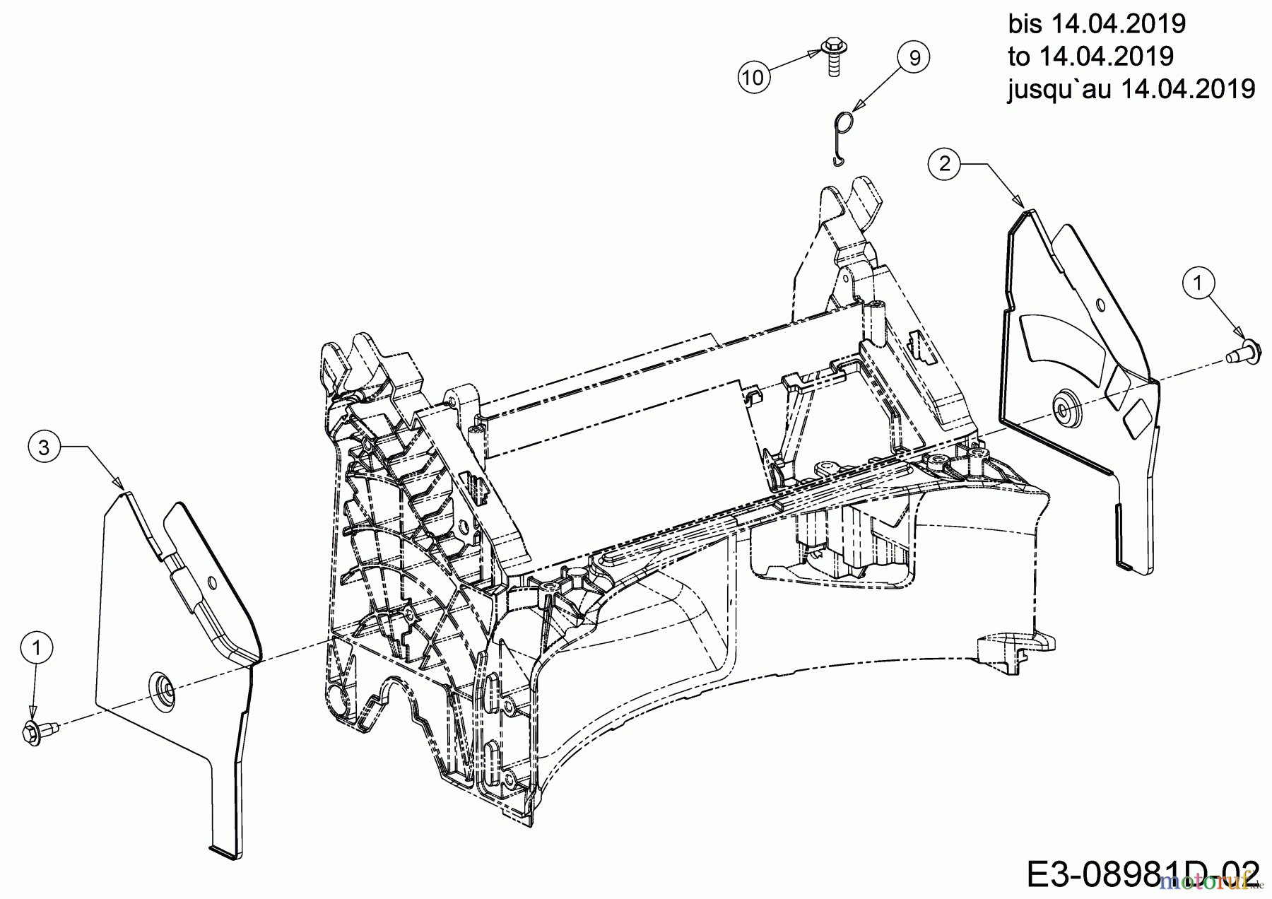  MTD Petrol mower self propelled Smart 53 SPO 12B-PCJ6600 (2019) Handle bracket to 14.04.2019