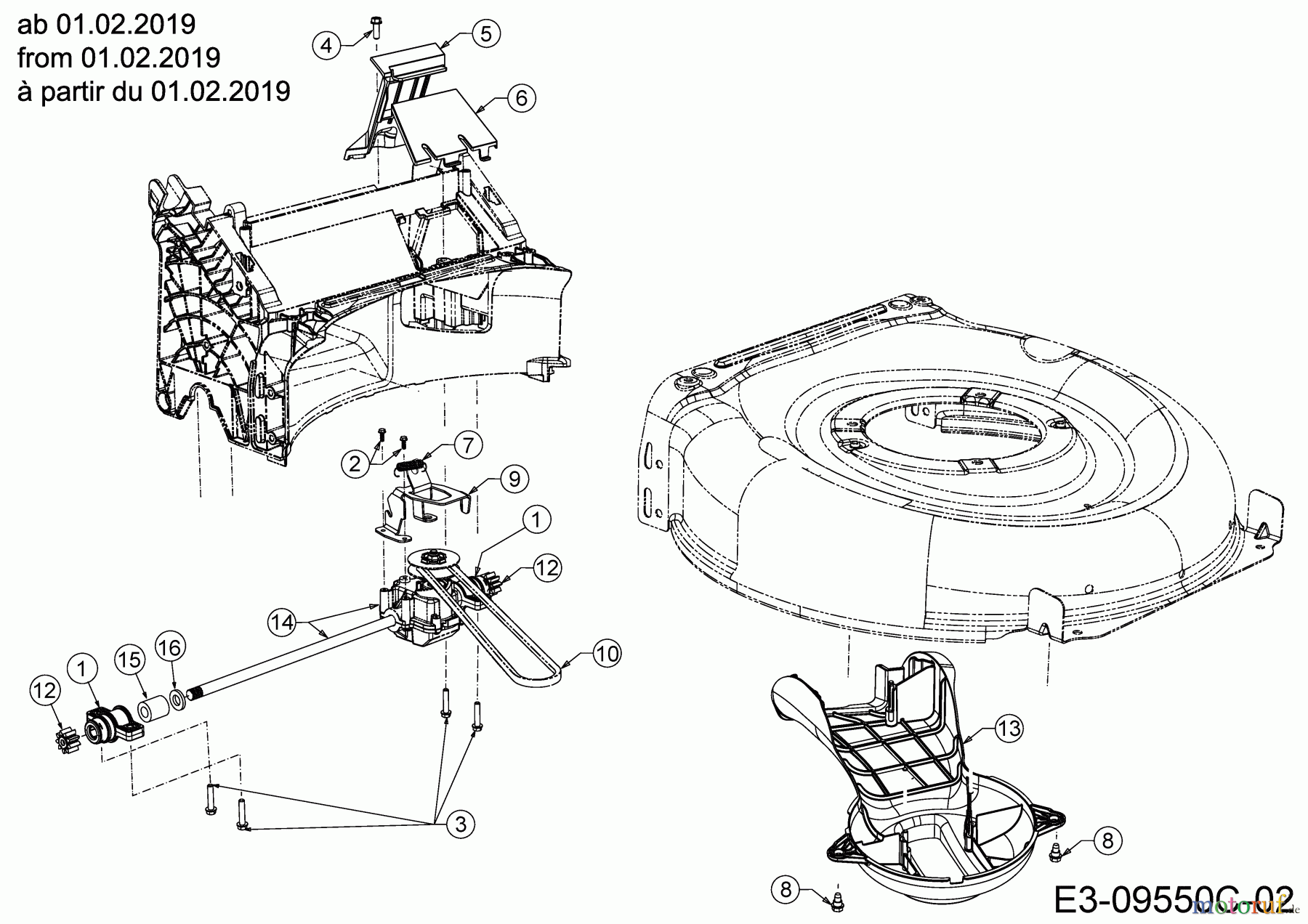  MTD Petrol mower self propelled Smart 53 SPOHW 12A-PBJ6600 (2019) Gearbox, Belt from 01.02.2019