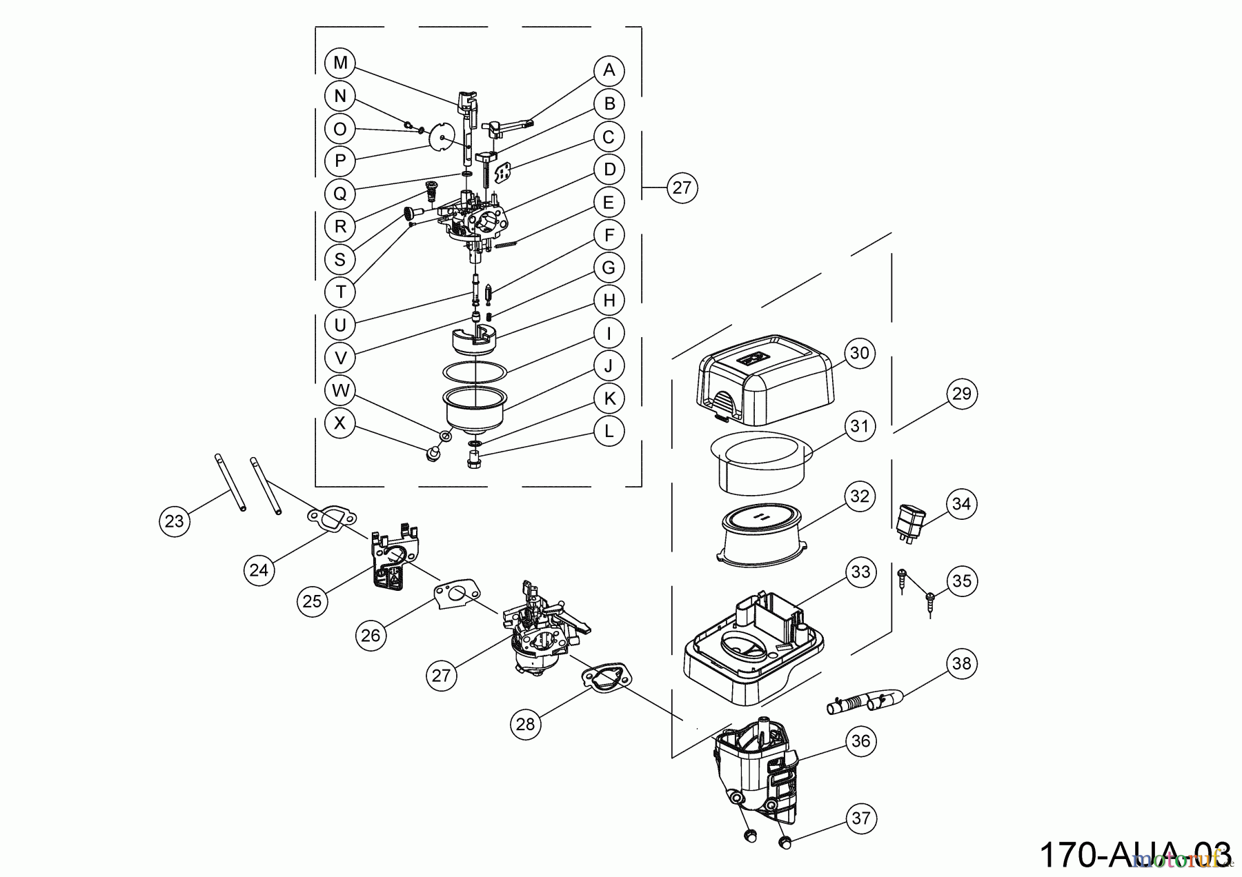  MTD-Engines Horizontal 170-AUA 752Z170-AUA  (2023) Carburetor, air filter