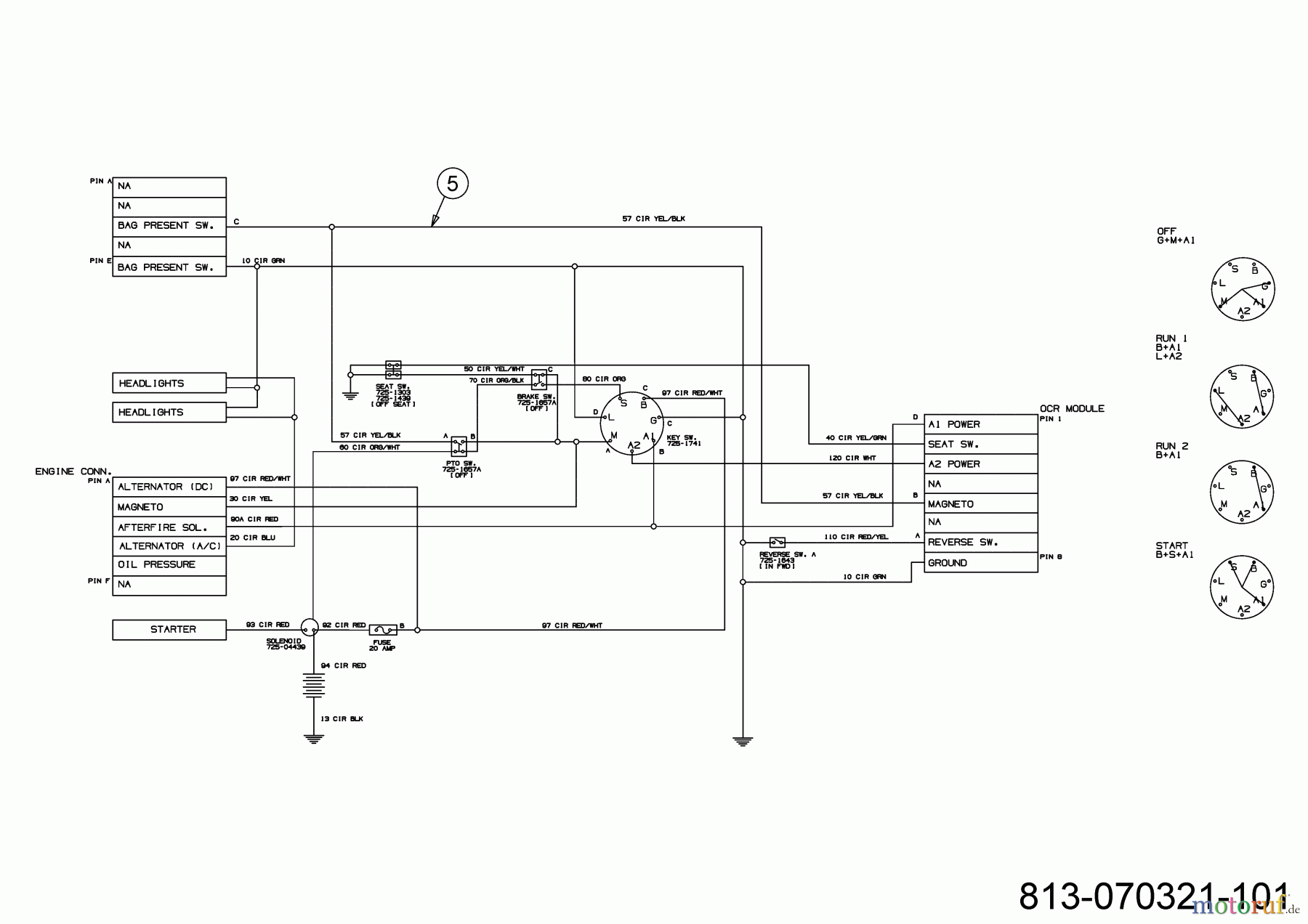  MTD Lawn tractors LE 180/92 H 13KT71KE676 (2021) Wiring diagram