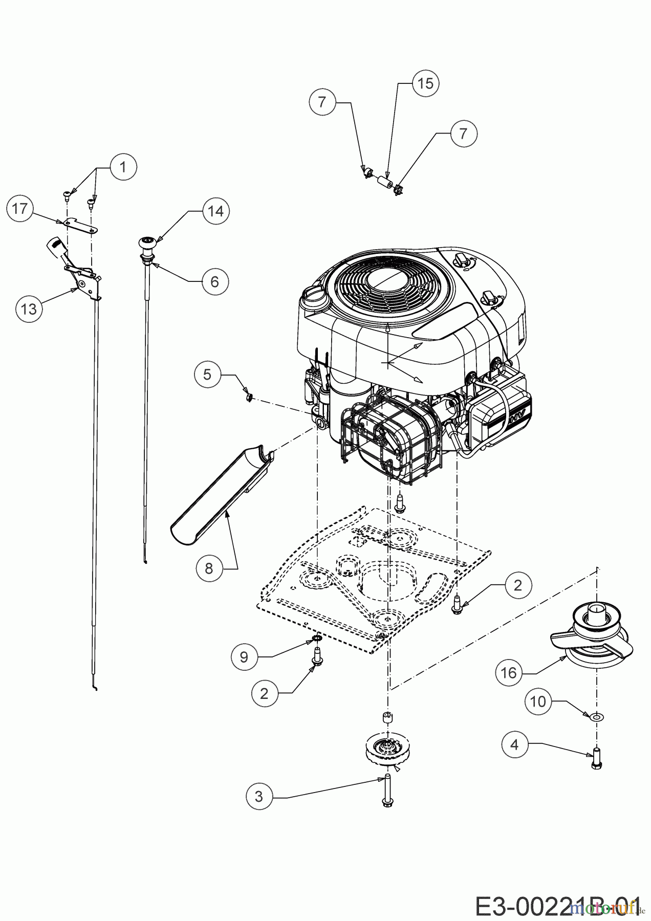  Bricolage Lawn tractors INV R10576 LB 13AC26JD648 (2021) Choke- and throttle control, Engine pulley, Engine accessories