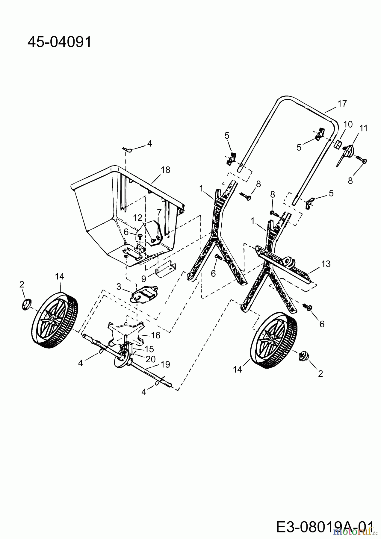  MTD Accessories Accessories hand held machines Spreader 45-04091  (190-701-000) 190-701-000  (2019) Basic machine