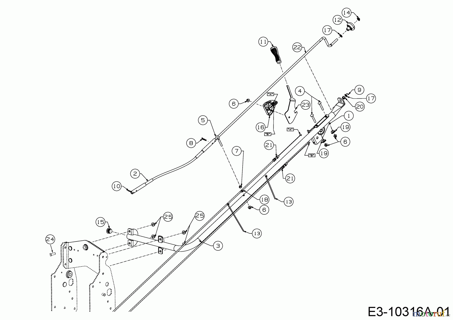  MTD Accessories Accessories garden and lawn tractors Snow throwers for A series (NX 15) reardischarge 19A40045OEM  (2019) Adjusting lever discharge chute