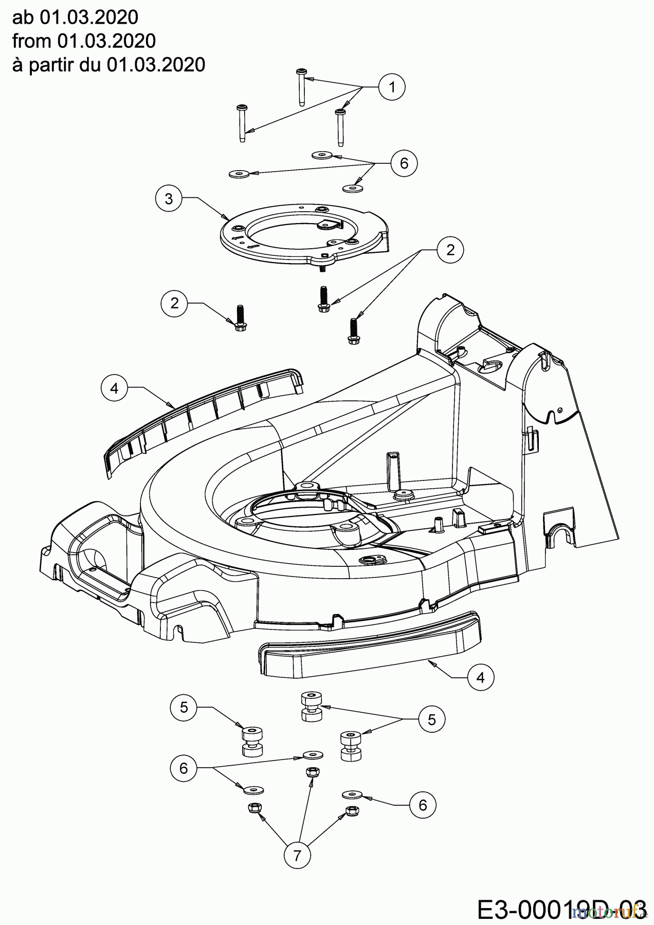  Cub Cadet Petrol mower self propelled XM2 ER53 12AQZAEQ603 (2020) Bumper, Ring engine from 01.03.2020