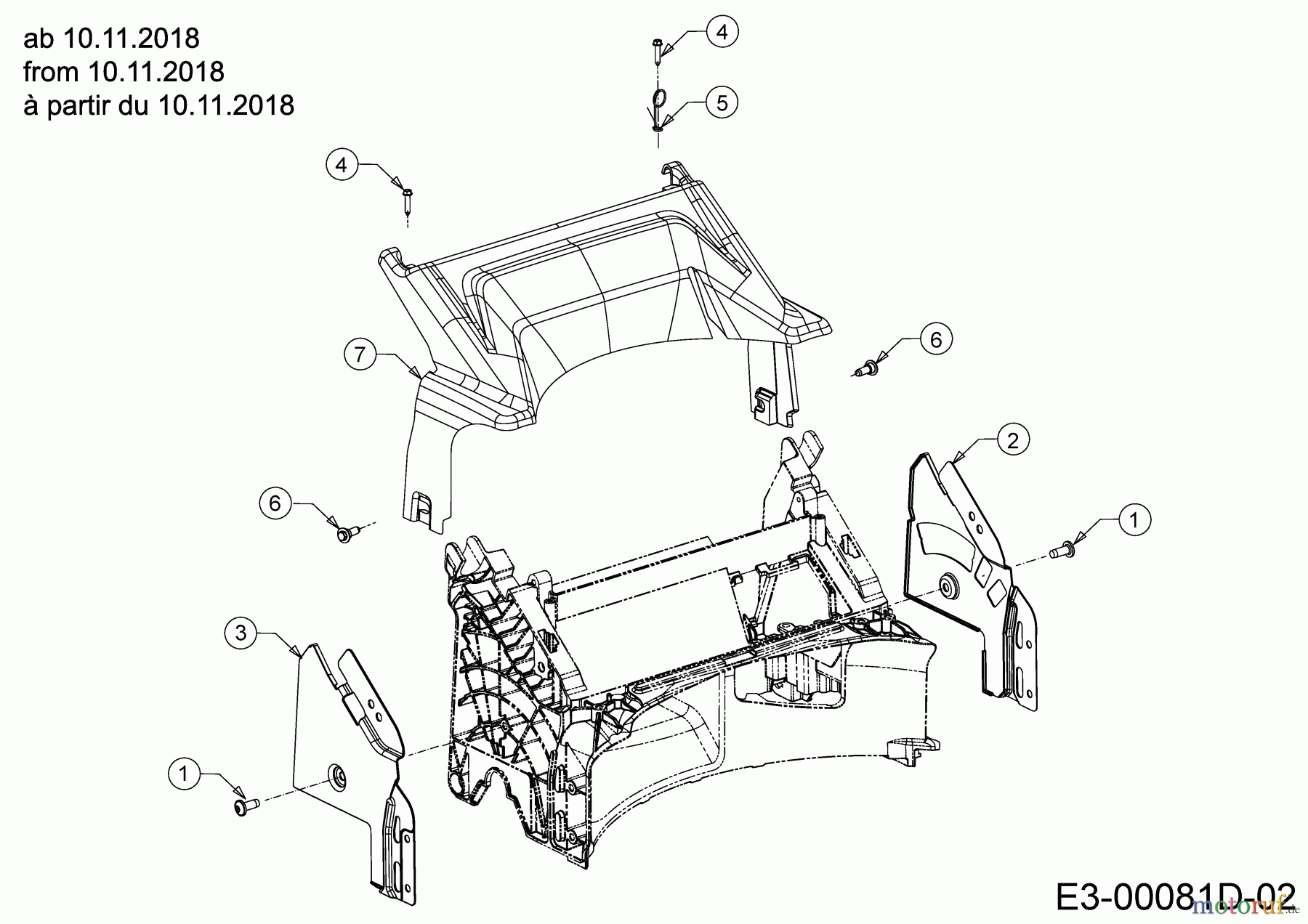  Cub Cadet Petrol mower self propelled LM2 DR53S 12BBPQKC603 (2019) Rear baffle, Handle Bracket from 10.11.2018