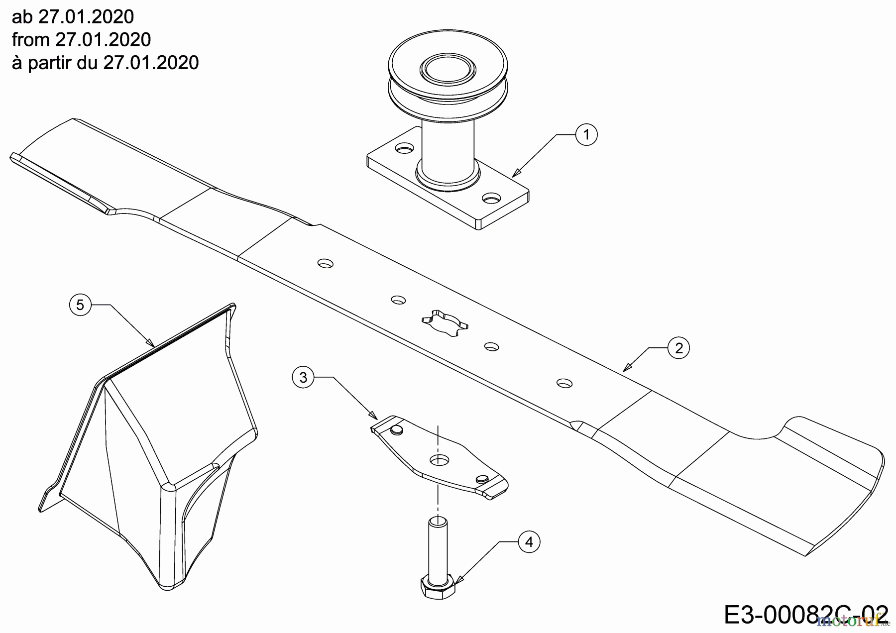  Cub Cadet Petrol mower self propelled LM3 ER53S 12BBPV7D603 (2020) Blade, Blade adapter, Mulch plug from 27.01.2020