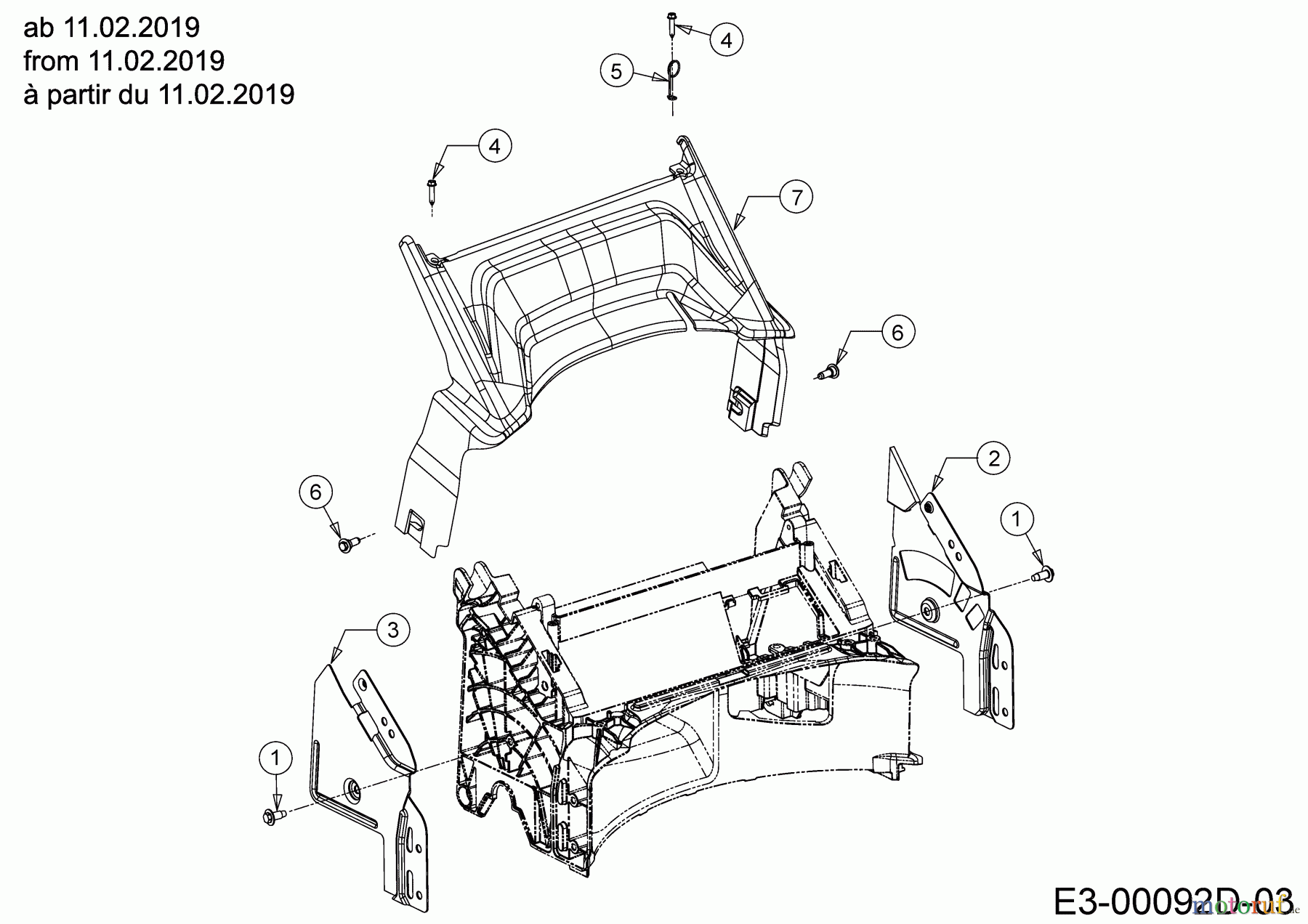  Cub Cadet Petrol mower self propelled LM2 DR46S 12CBTQKC603 (2019) Rear baffle, Handle Bracket from 11.02.2019