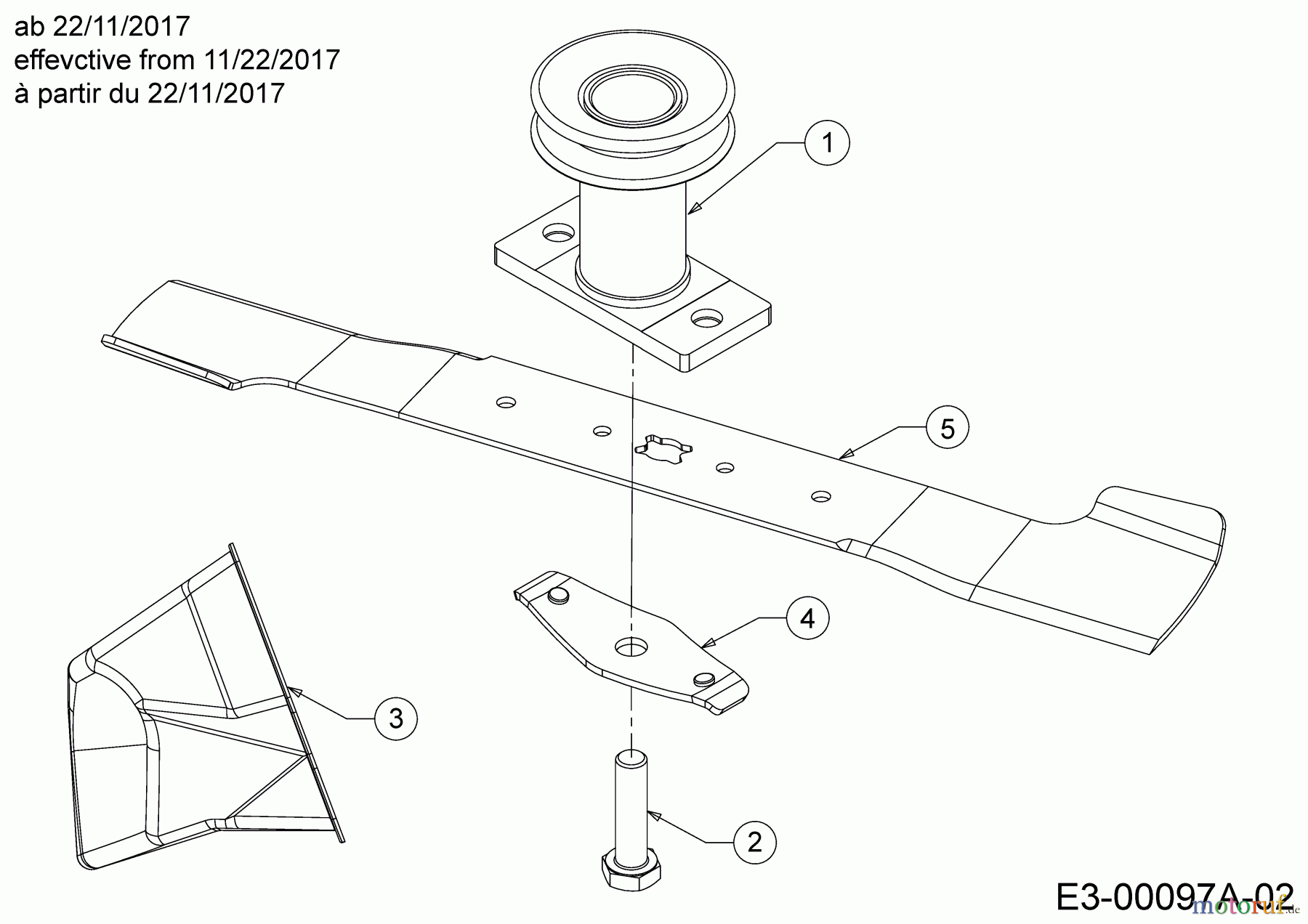  Cub Cadet Petrol mower self propelled LM2 DR53 12C-PRKC603  (2018) Blade, Blade adapter, Mulch plug effective from 11/22/2017