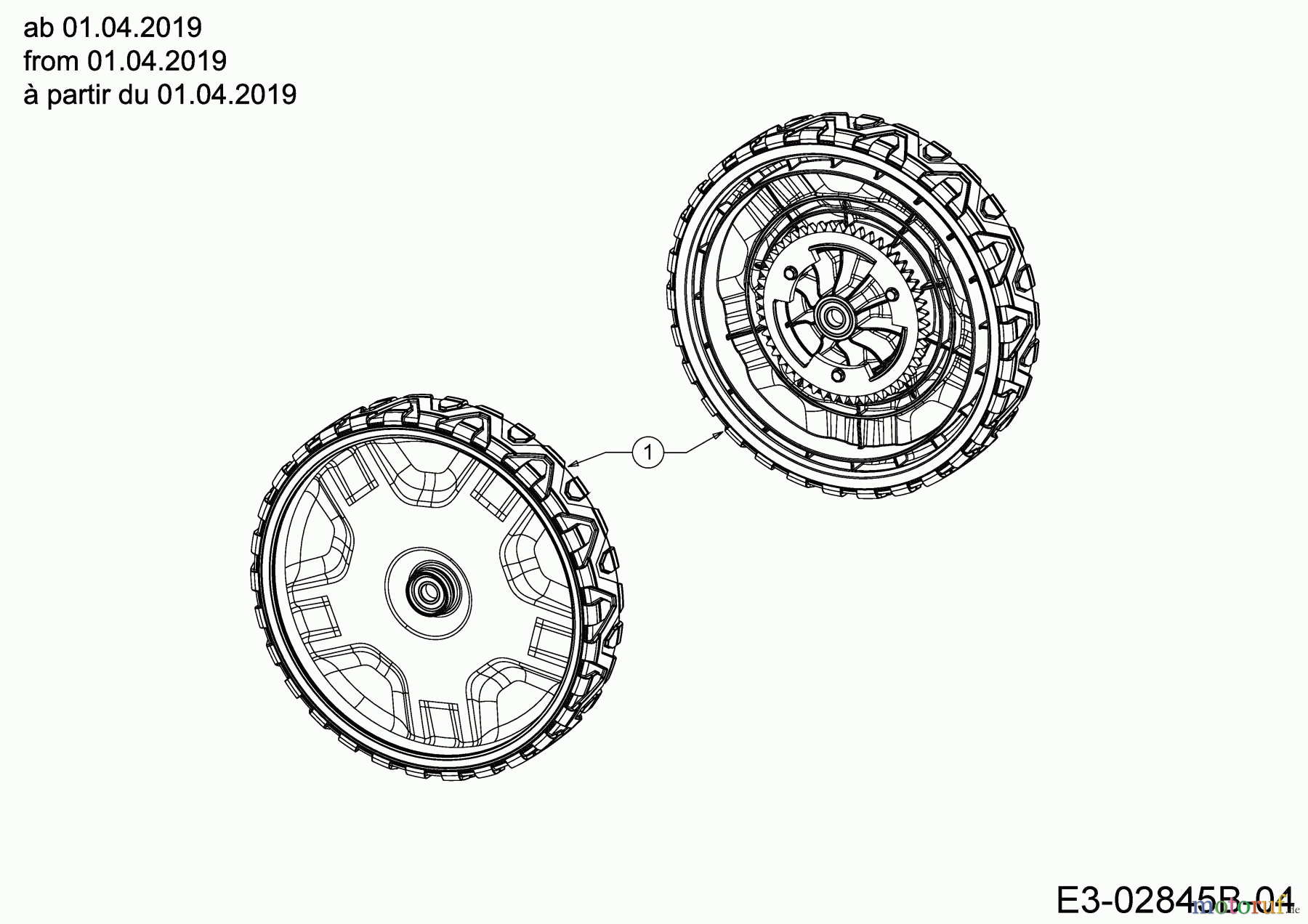  Cub Cadet Petrol mower self propelled LM3 CR46S 12BBTV5E603 (2019) Drive wheel from 01.04.2019