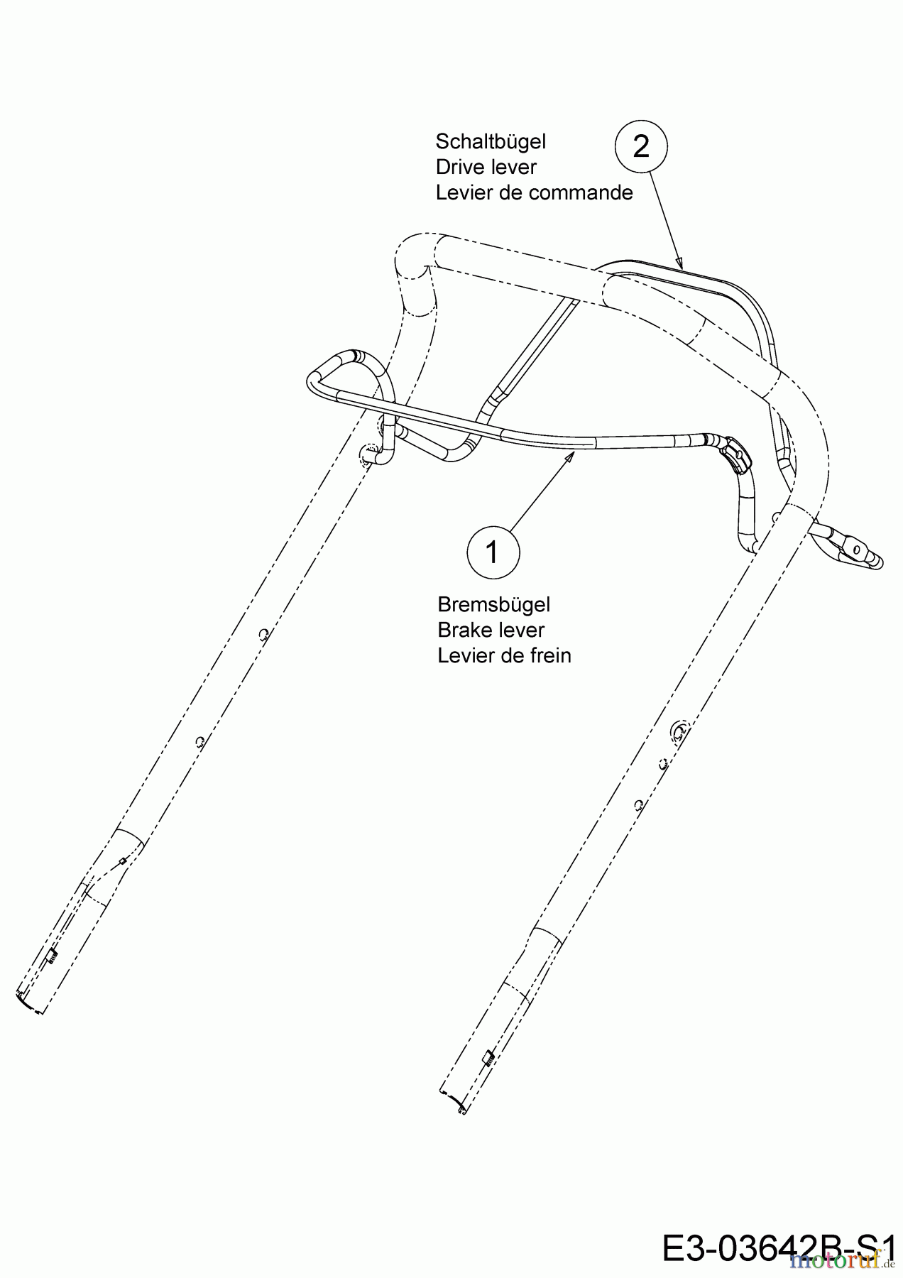  Cub Cadet Petrol mower self propelled LM2 DR53 12D-PRKC603 (2019) Brake lever, Drive lever