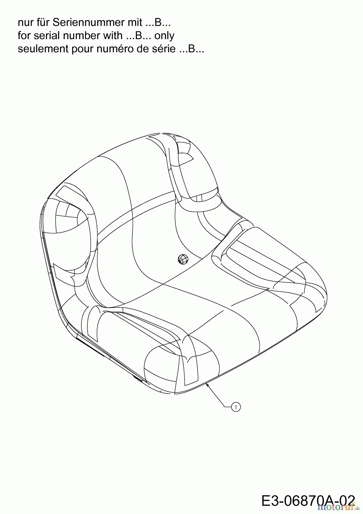  Cub Cadet Lawn tractors CC 714 TF 13D277DF603  (2014) Seat for serial number with ?B? only