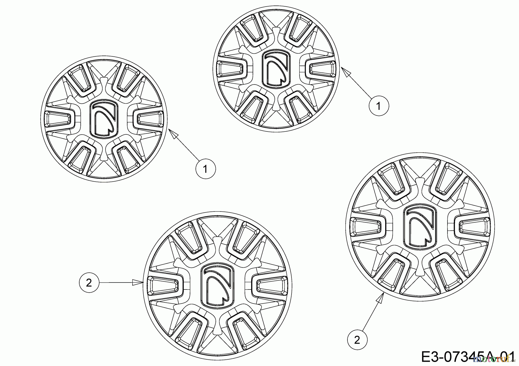  Cub Cadet Petrol mower self propelled LM3 ER53S 12ABPV7D603 (2019) Hub caps