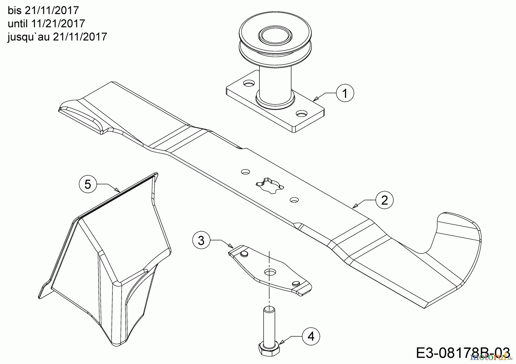  Cub Cadet Petrol mower self propelled LM3 CRC46S 12ABTVSC603  (2018) Blade, Blade adapter, Mulch plug until 11/21/2017