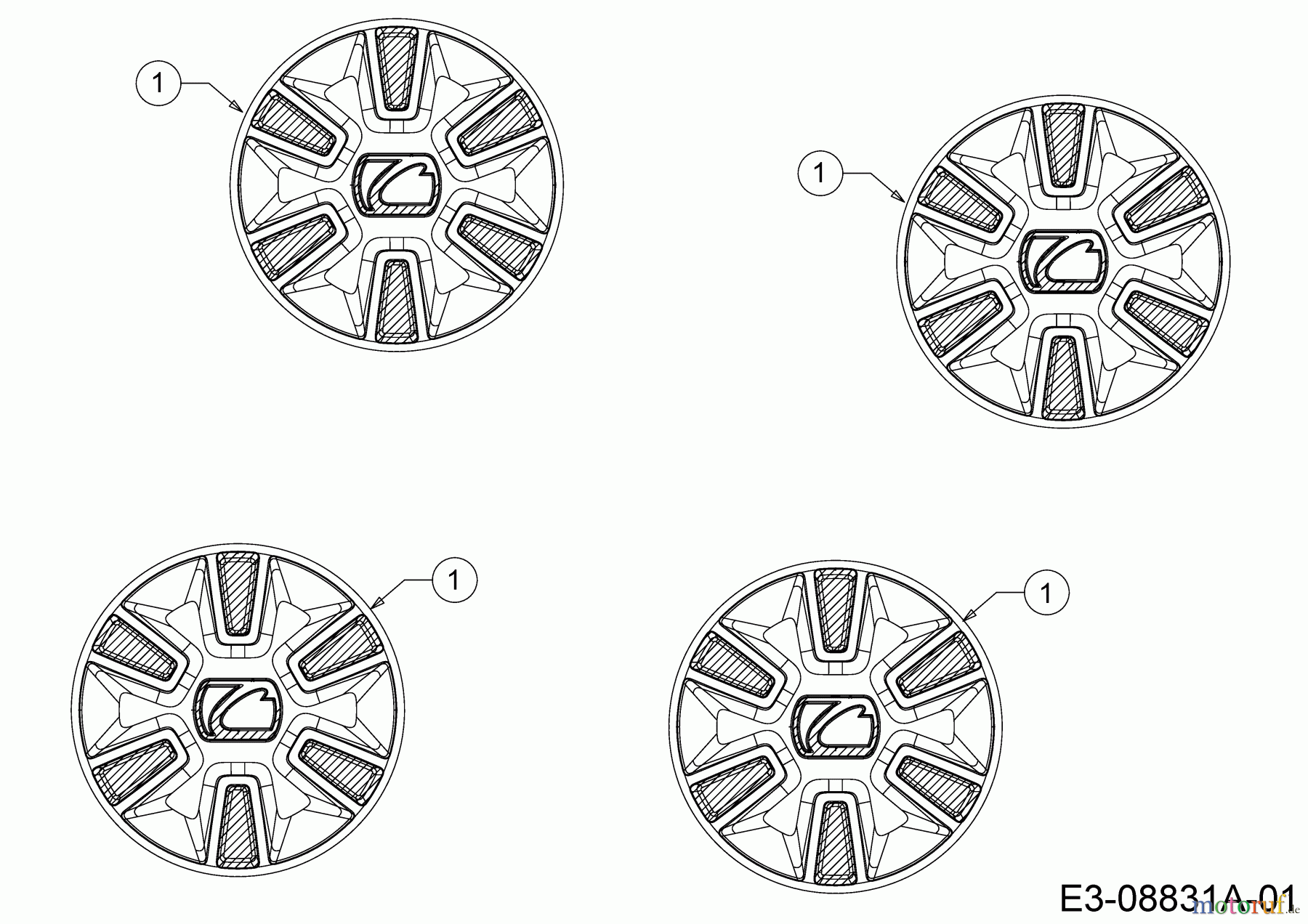  Cub Cadet Petrol mower self propelled LM1 CR53 12B-PQSC603 (2020) Hub caps