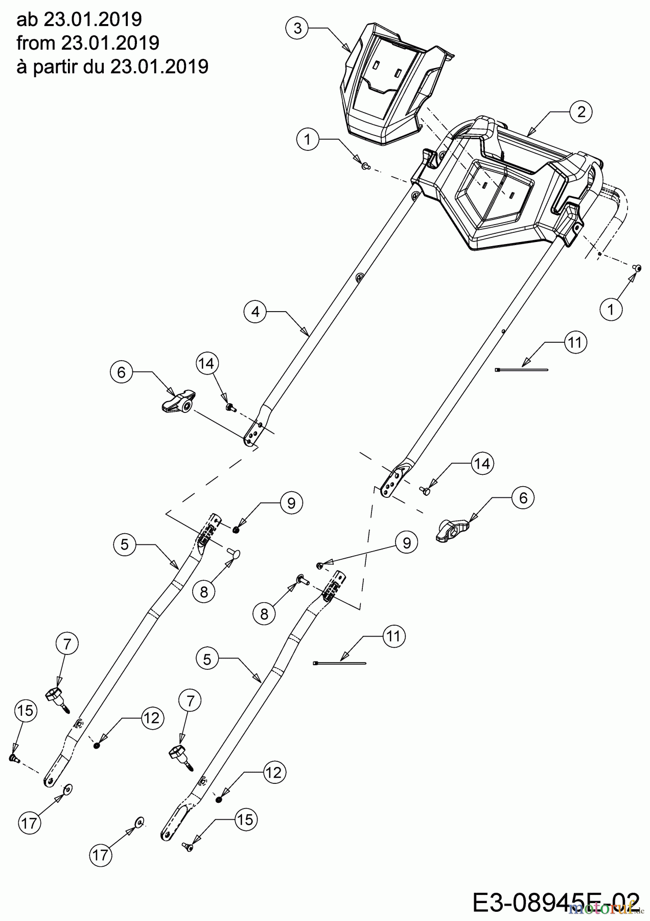  Cub Cadet Petrol mower self propelled LM2 CR46ES 12BETQB9603 (2019) Handle from 23.01.2019