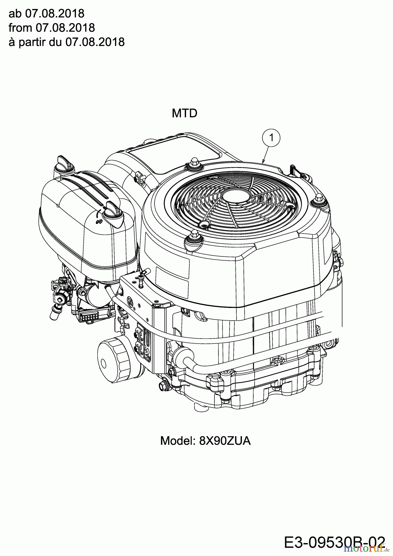  Cub Cadet Zero Turn XZ1 107 17DMCACS603  (2020) Engine MTD from 07.08.2018