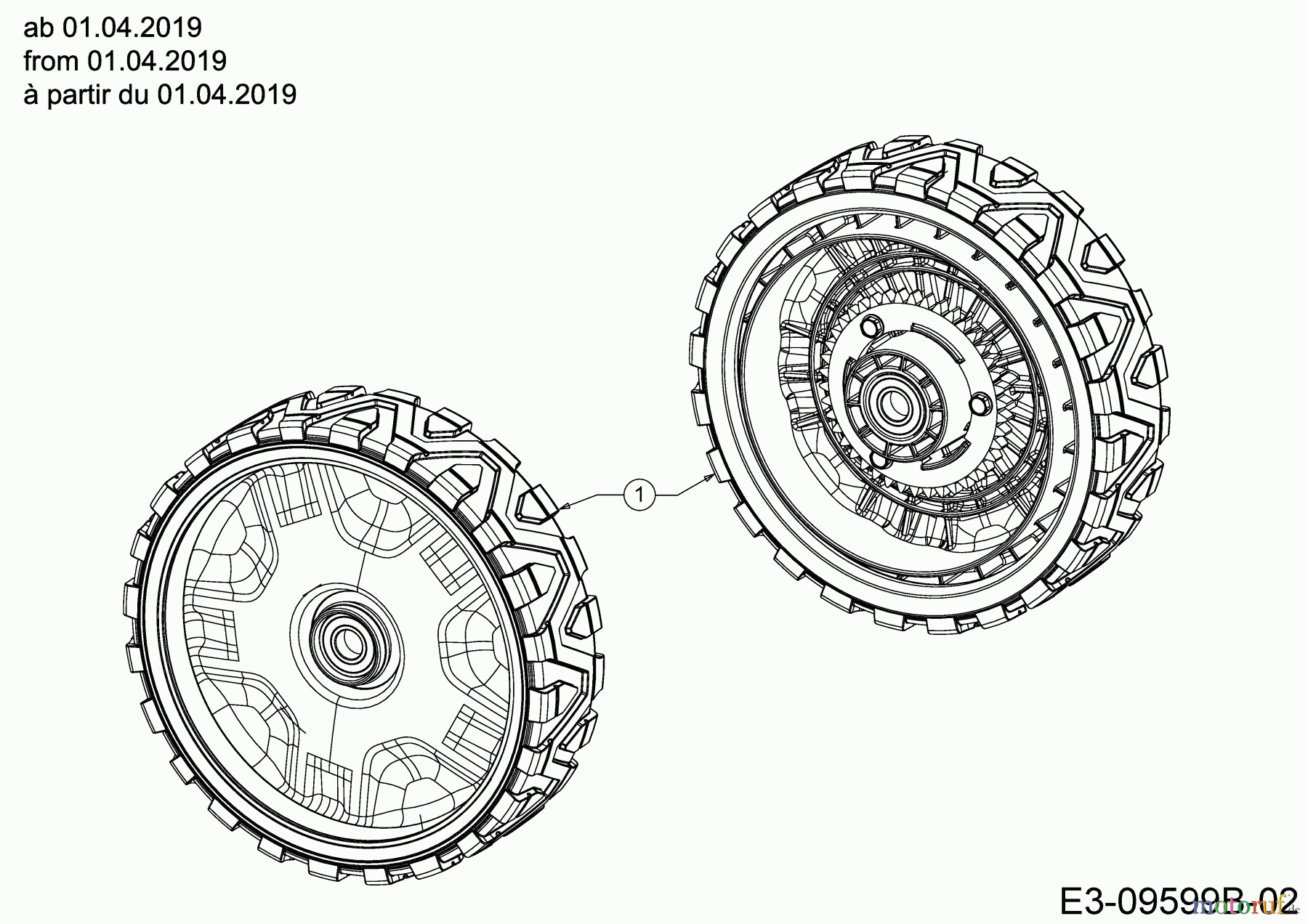  Cub Cadet Petrol mower self propelled LM2 DR46ES 12CCTQS7603 (2019) Drive wheel from 01.04.2019