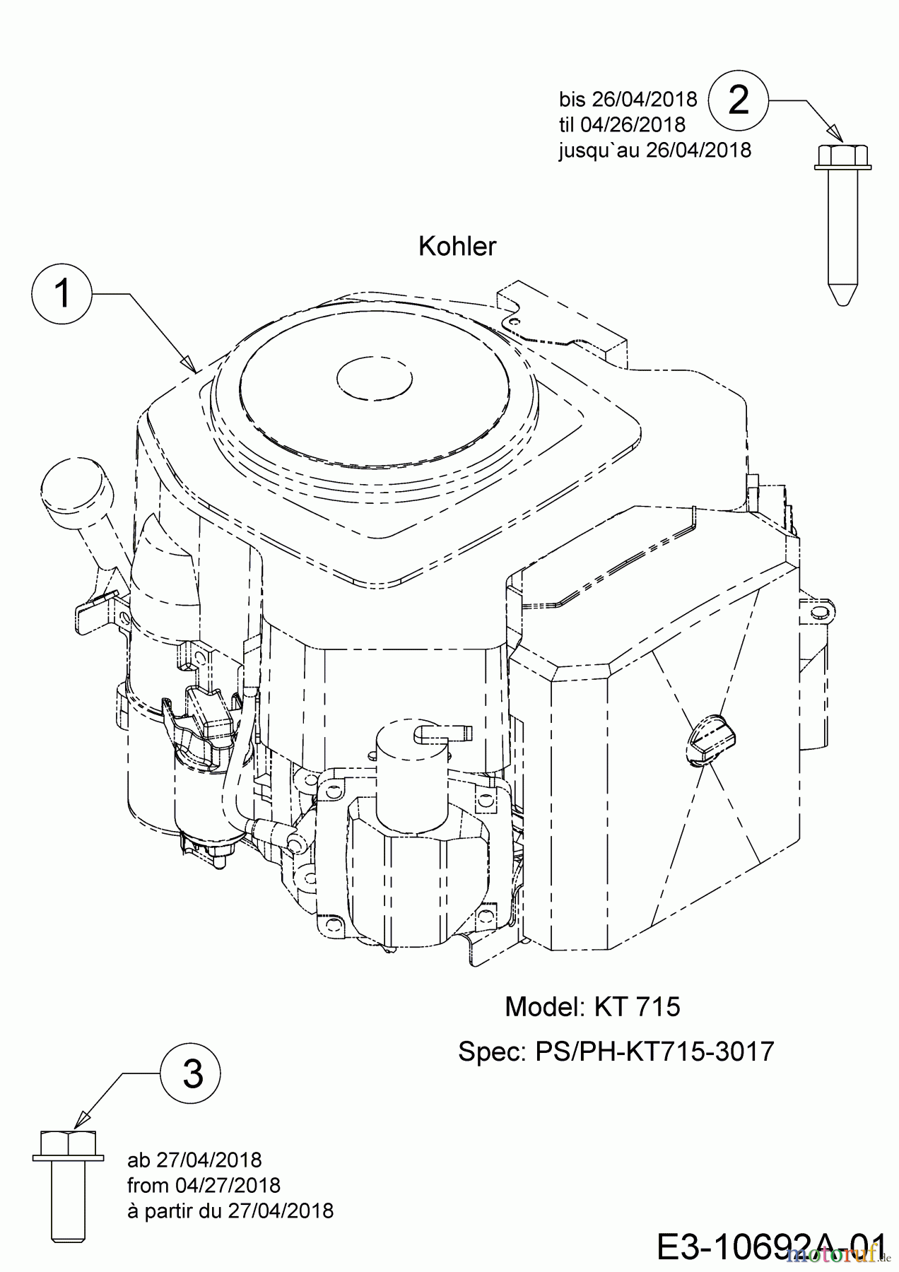  Cub Cadet Lawn tractors XT1 QR106K 13APA1CR603  (2019) ENGINE