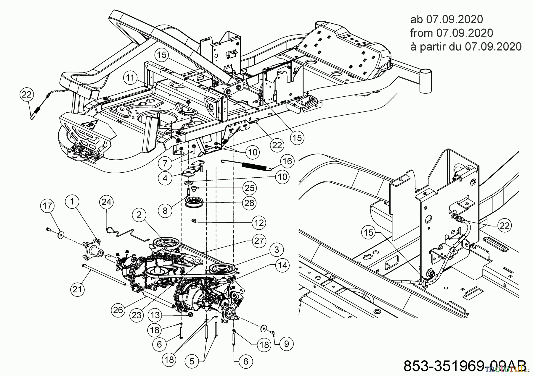  Cub Cadet Zero Turn XZ5 L107 17AAEACS603 (2021) Drive system from 07.Sep.2020