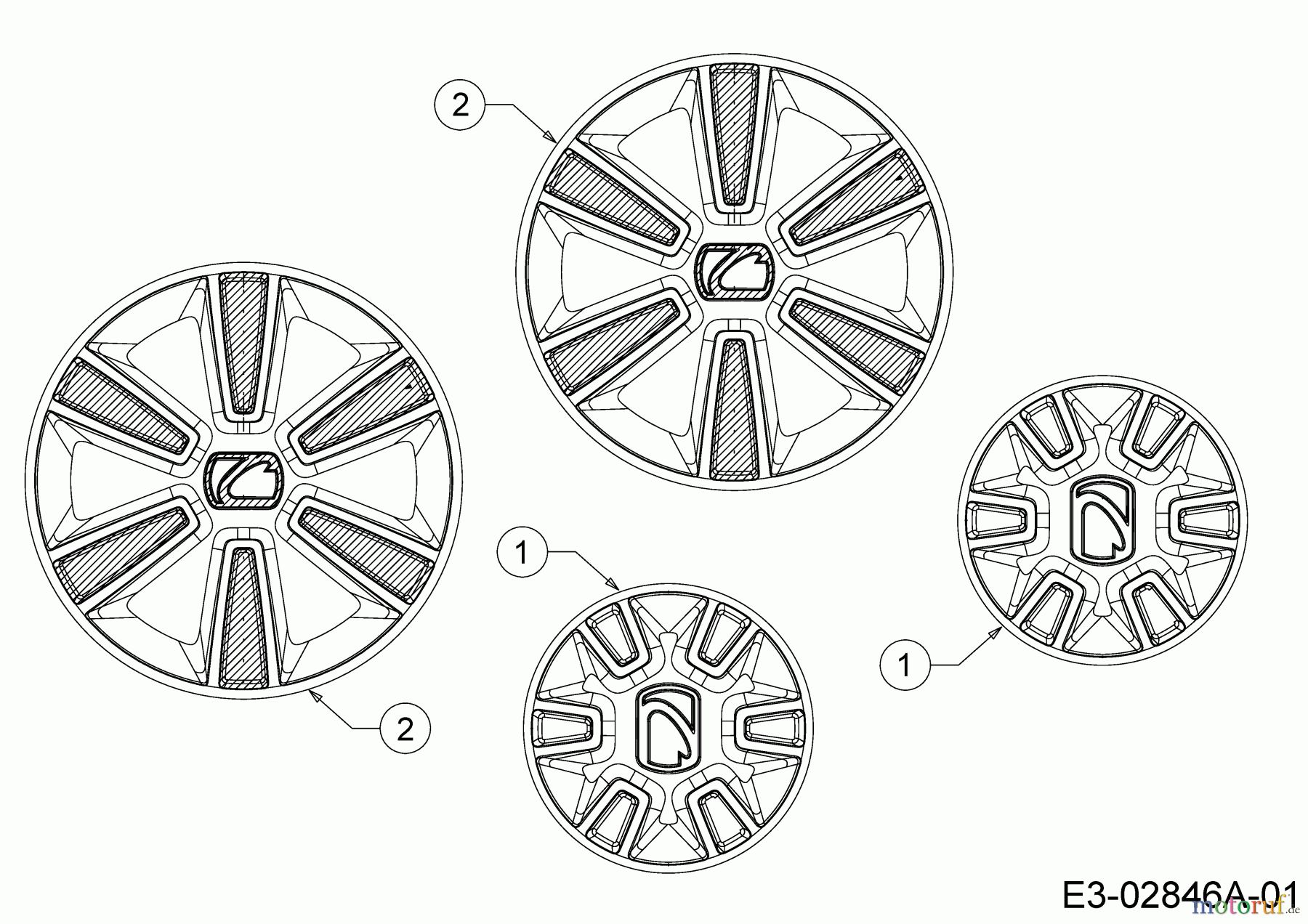  Cub Cadet Petrol mower self propelled LM3 CRC46S 12CBTVSC603 (2021) Hub caps