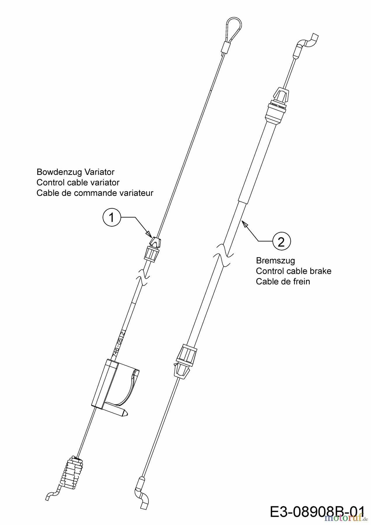  Cub Cadet Petrol mower self propelled LM3 CR46S 12EBTV5E603 (2022) Control cable variator, Control cable brake