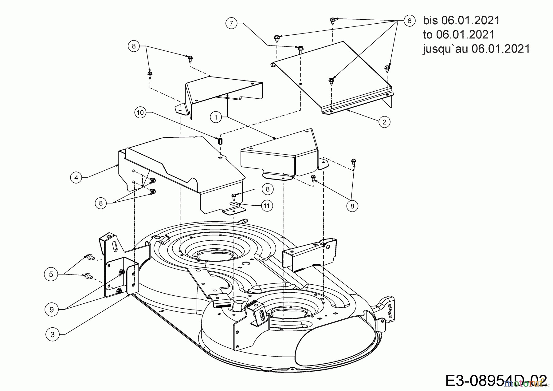  Cub Cadet Zero Turn XZ5 L107 17AAEACS603 (2021) Cover mowing deck to 06.01.2021