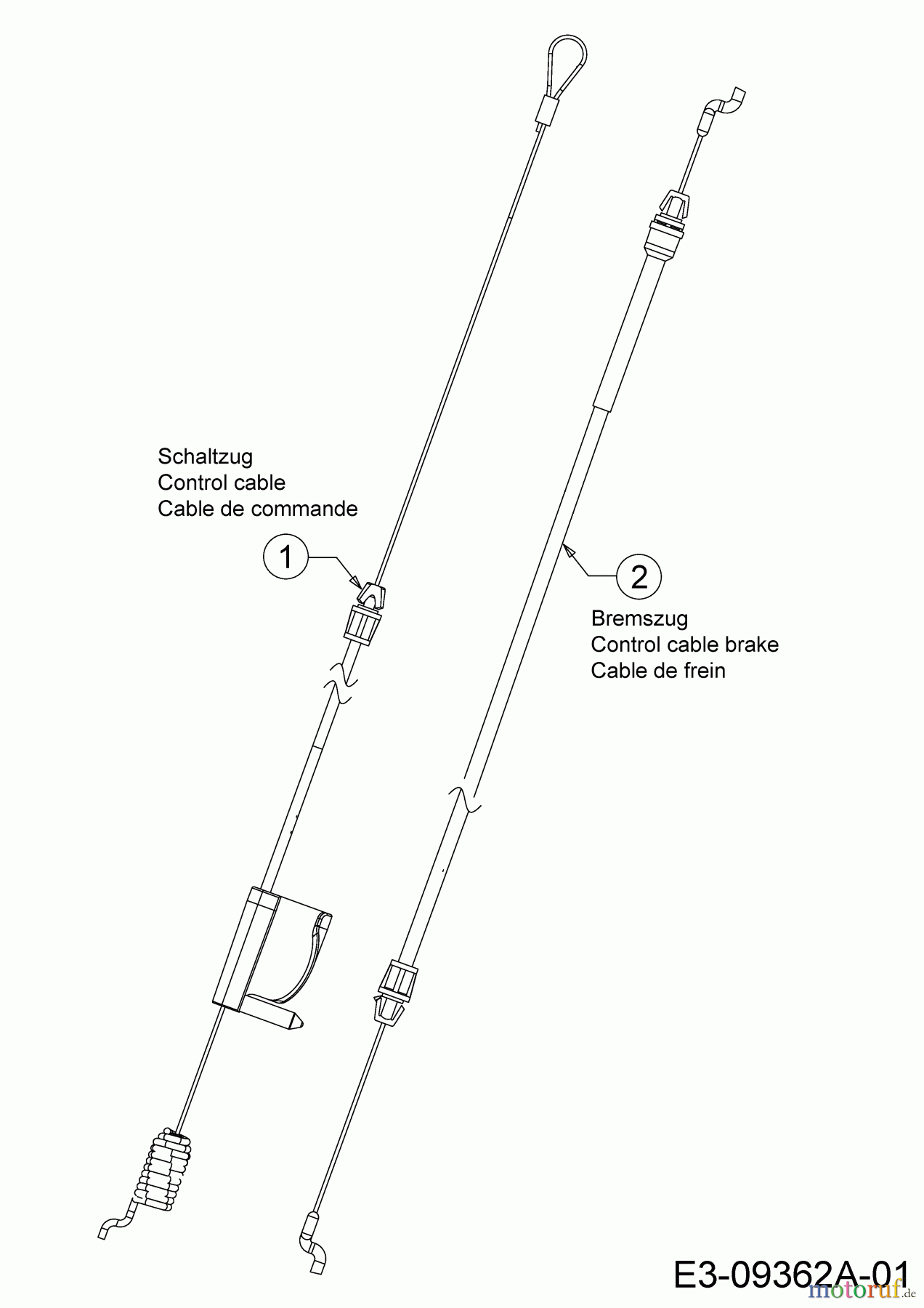  Cub Cadet Petrol mower self propelled LM2 DR53S 12DBPQKC603 (2021) Control cable variator, Control cable brake