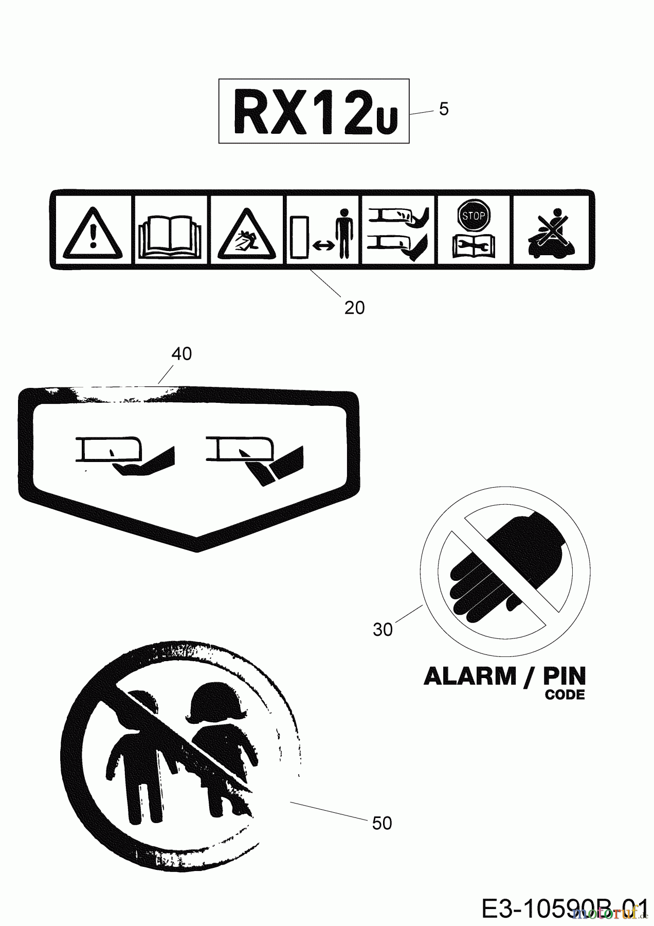  Robomow Robotic lawn mower RX12U 22AXBA-A619  (2019) Labels