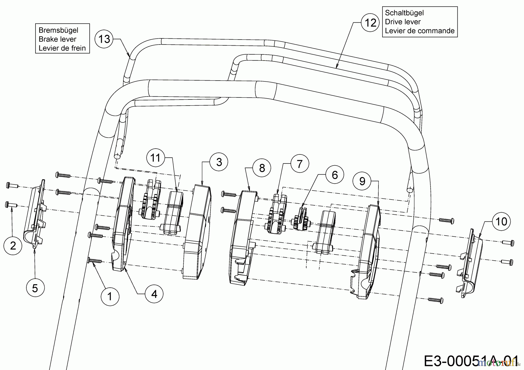  Wolf-Garten Petrol mower self propelled Expert 46 B S 12A-YA5L650  (2018) Brake lever, Drive lever