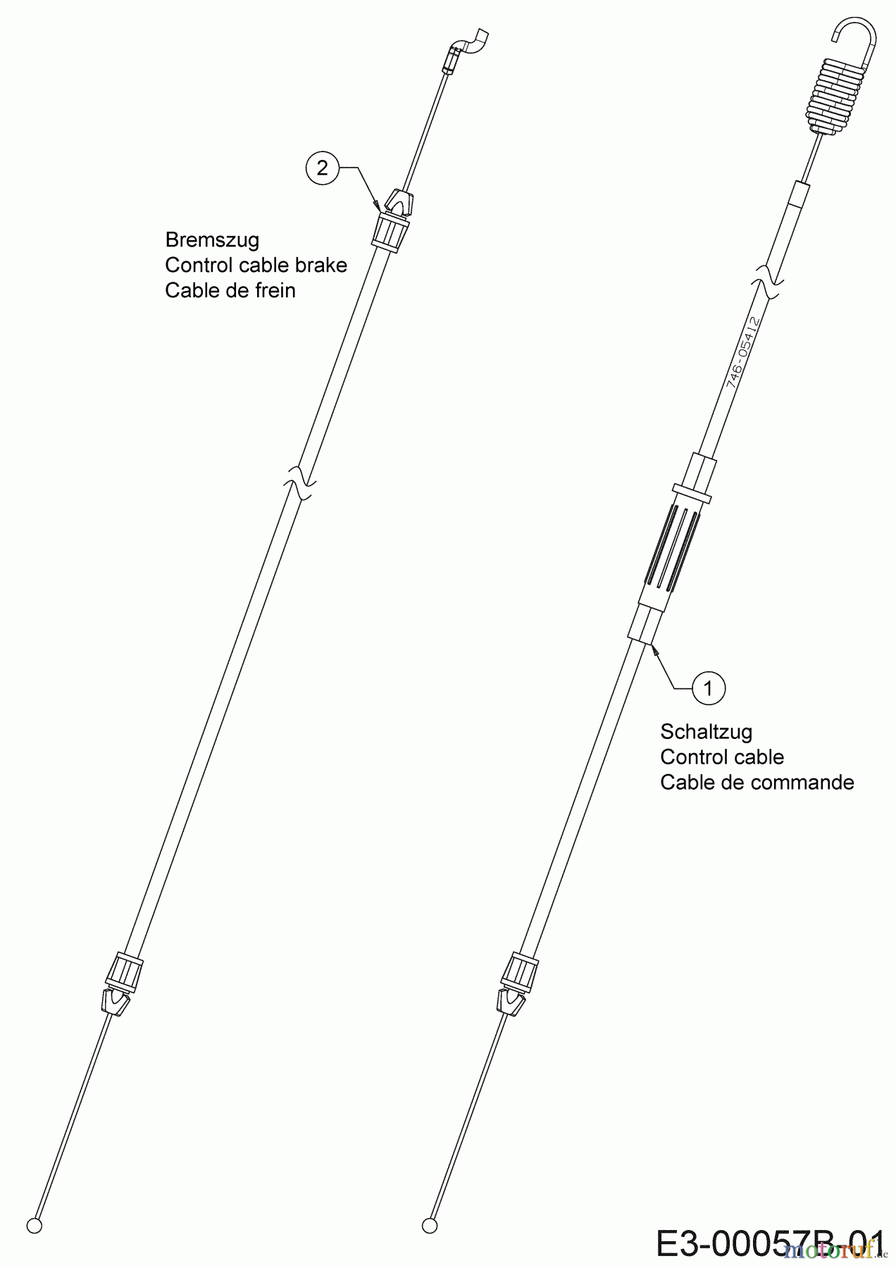  Wolf-Garten Petrol mower self propelled OMEGA1 53 B S 12A-ZA7F650 (2019) Control cable brake, Control cable