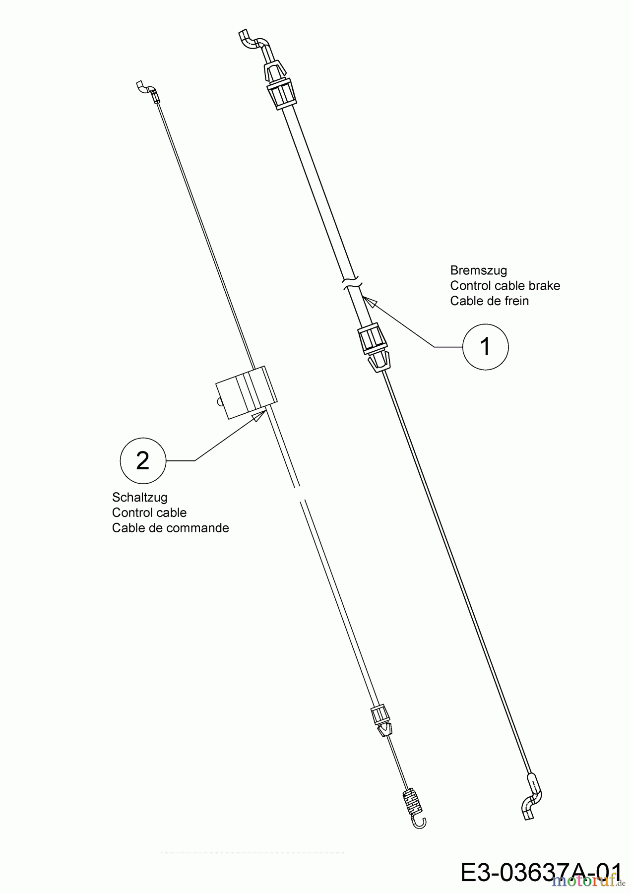  Wolf-Garten Petrol mower self propelled WA 53 AHW 12A-PV5L650  (2020) Control cable brake, Control cable