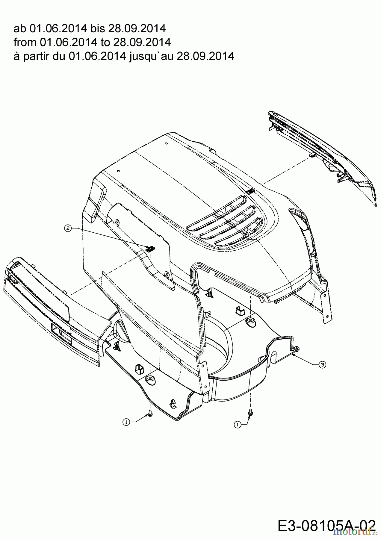  Wolf-Garten Lawn tractors Expert 107.180 H 13BG93WG650  (2014) Engine duct from 01.06.2014 to 28.09.2014