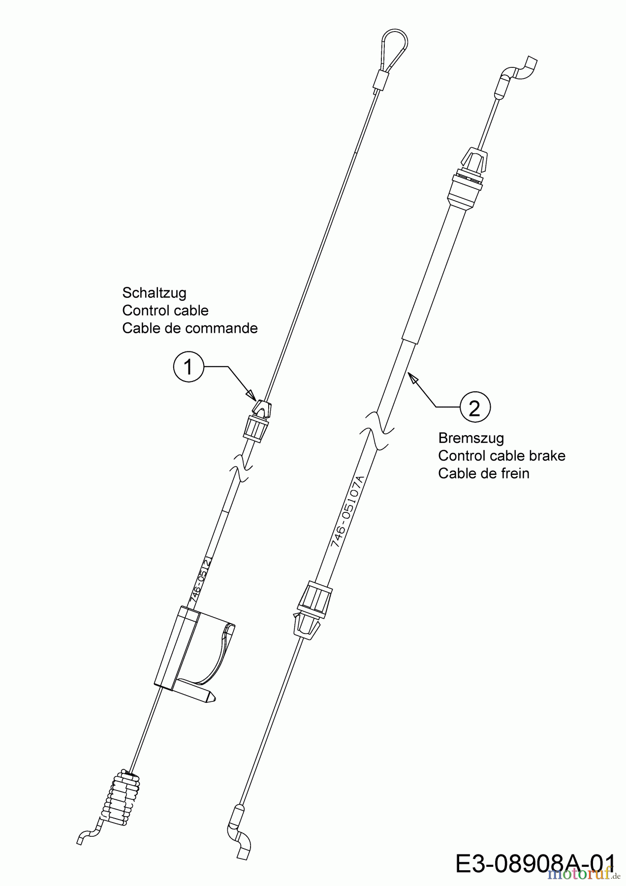  Wolf-Garten Petrol mower self propelled Expert 46 BA V HW 12ABTV5E650  (2017) Control cables