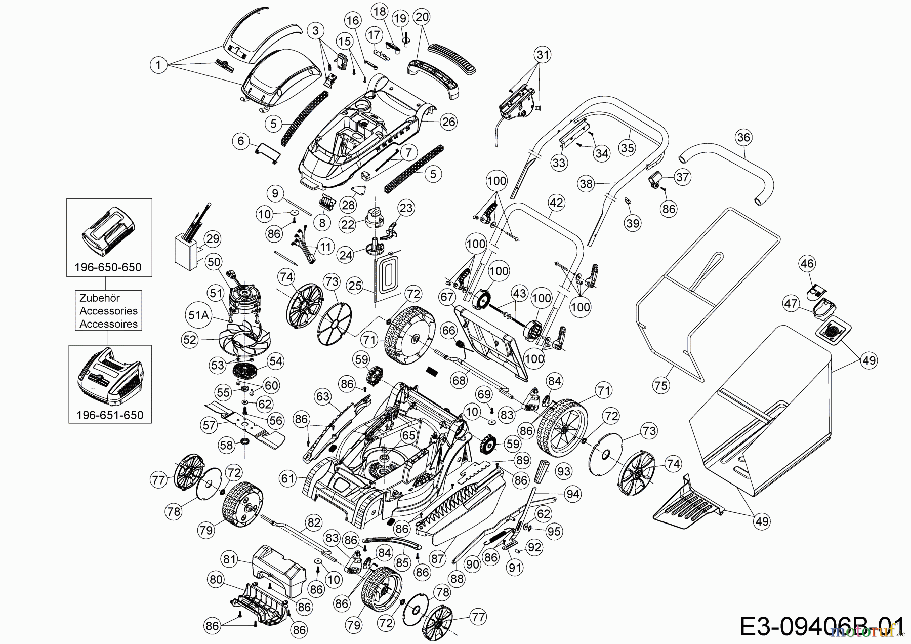  Wolf-Garten Battery mower 72V Li-Ion Power 37 Set 18BKHJ23650T  (2019) Basic machine