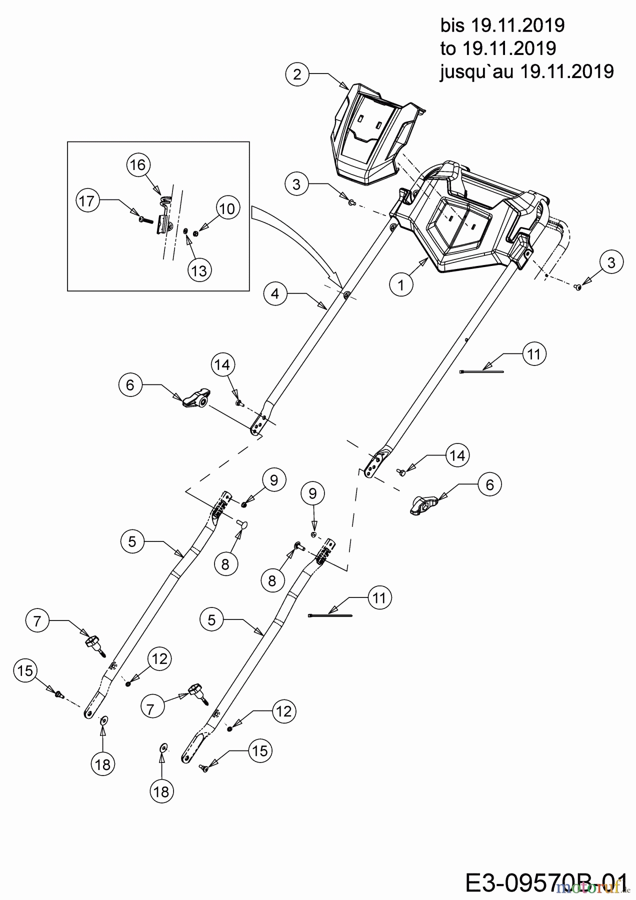  Wolf-Garten Petrol mower self propelled Expert 53 BA V HW 12ABPV5L650 (2020) Handle