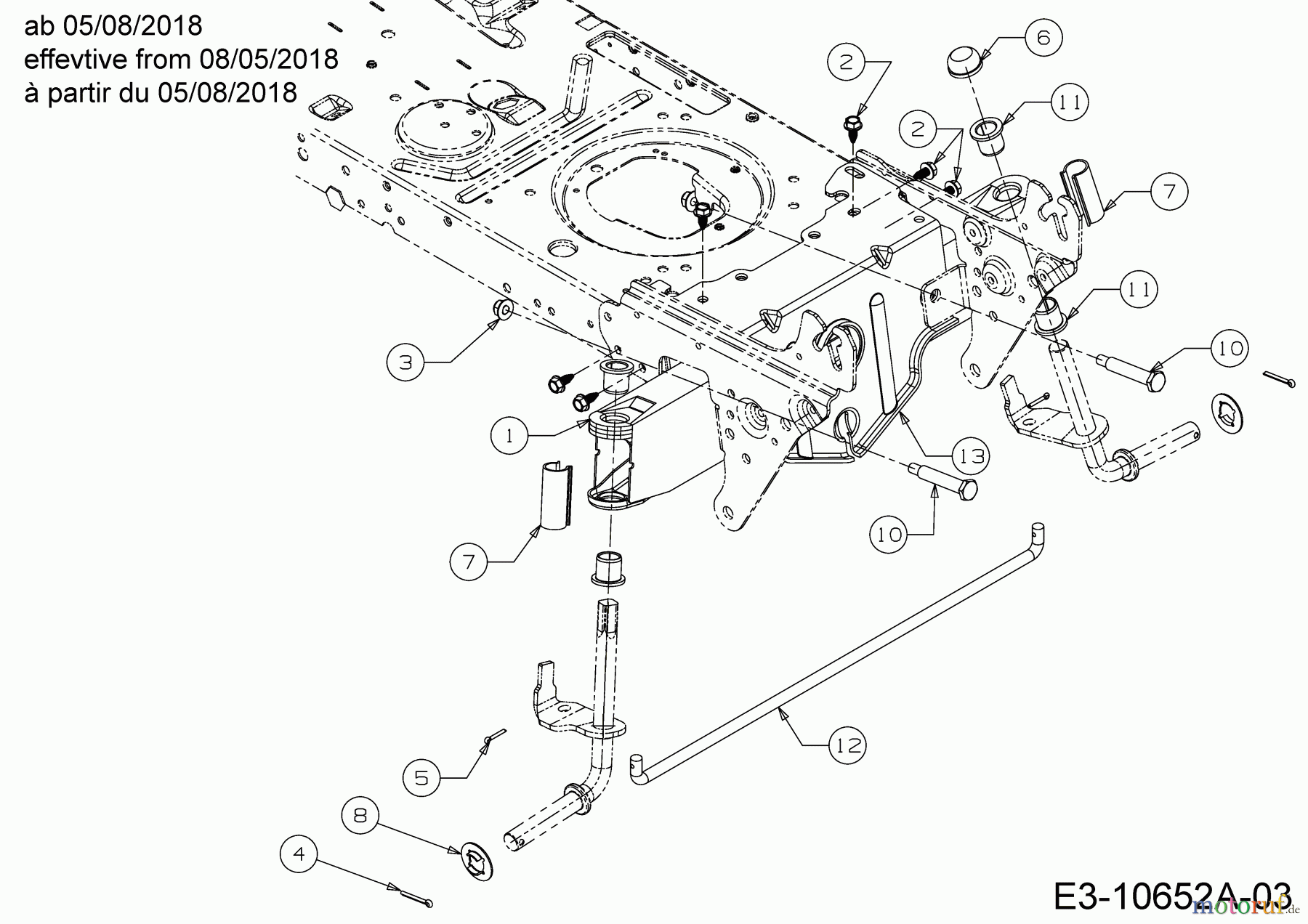  Wolf-Garten Lawn tractors E 13/96 T 13H2765F650  (2019) Front axle effective from 08/05/2018