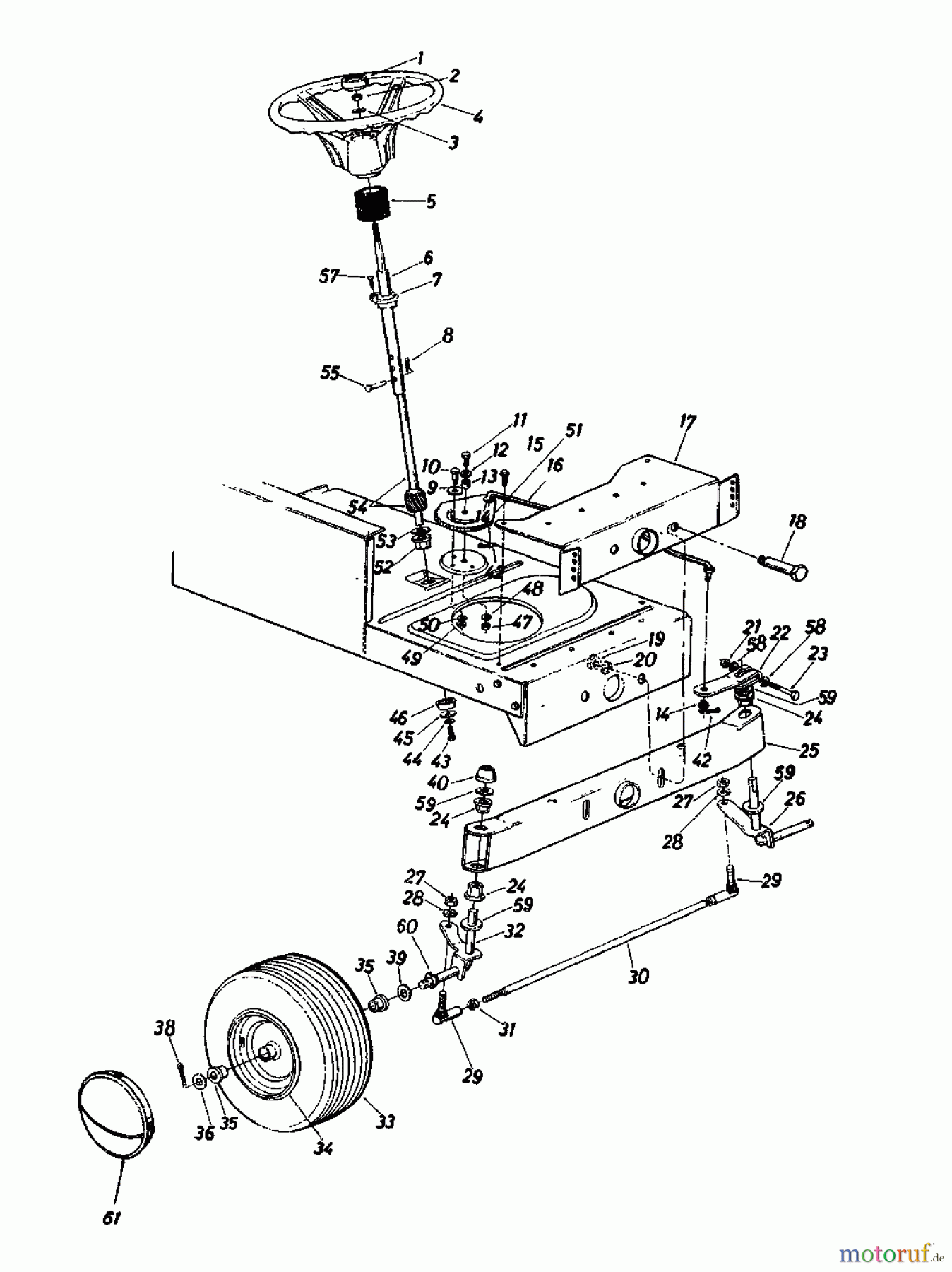  Super Lawn tractors Super 111 SL 135-6981  (1985) Steering, Front wheels, Pivot bar