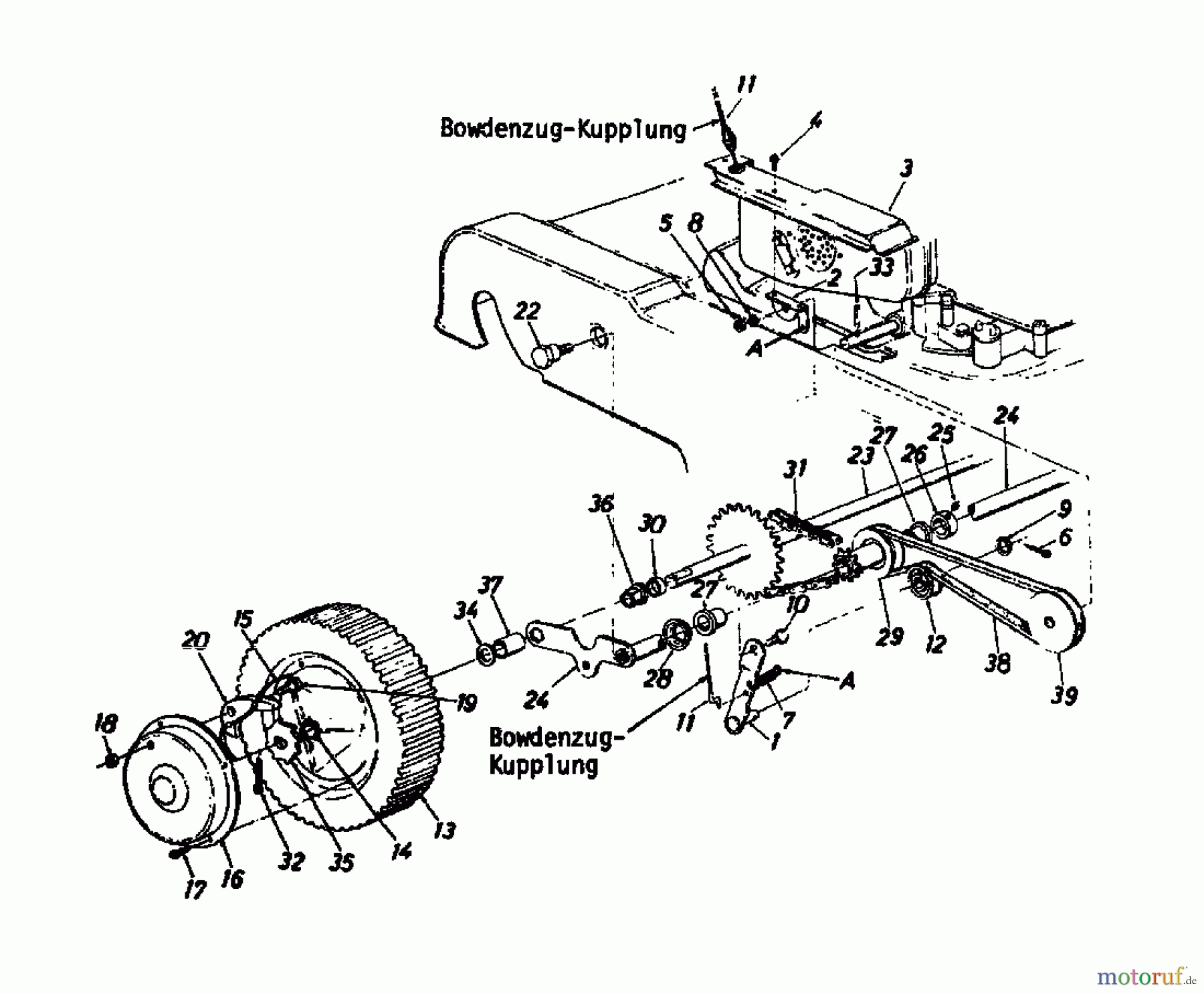  MTD Petrol mower self propelled DELUXE 53 S 126-2990  (1986) Drive system, Wheels