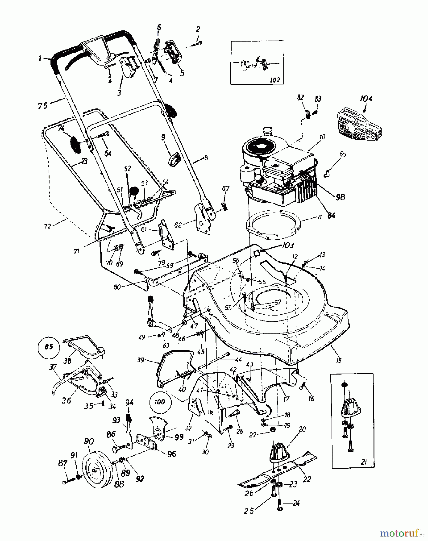  Columbia Petrol mower self propelled RD 51 SSL 126-3590  (1986) Basic machine