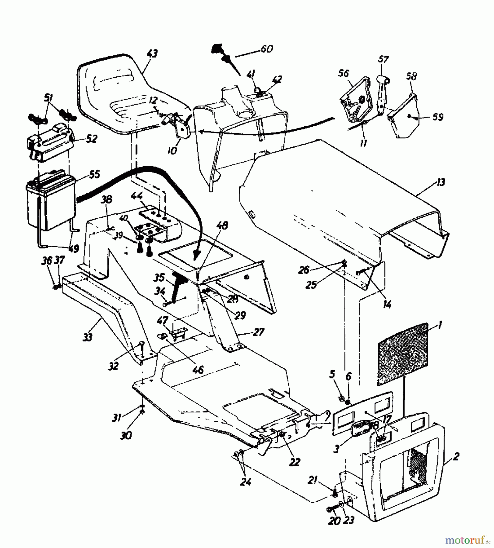  Columbia Lawn tractors RD 11/660 138-5240  (1988) Dashboard, Engine hood, Fender