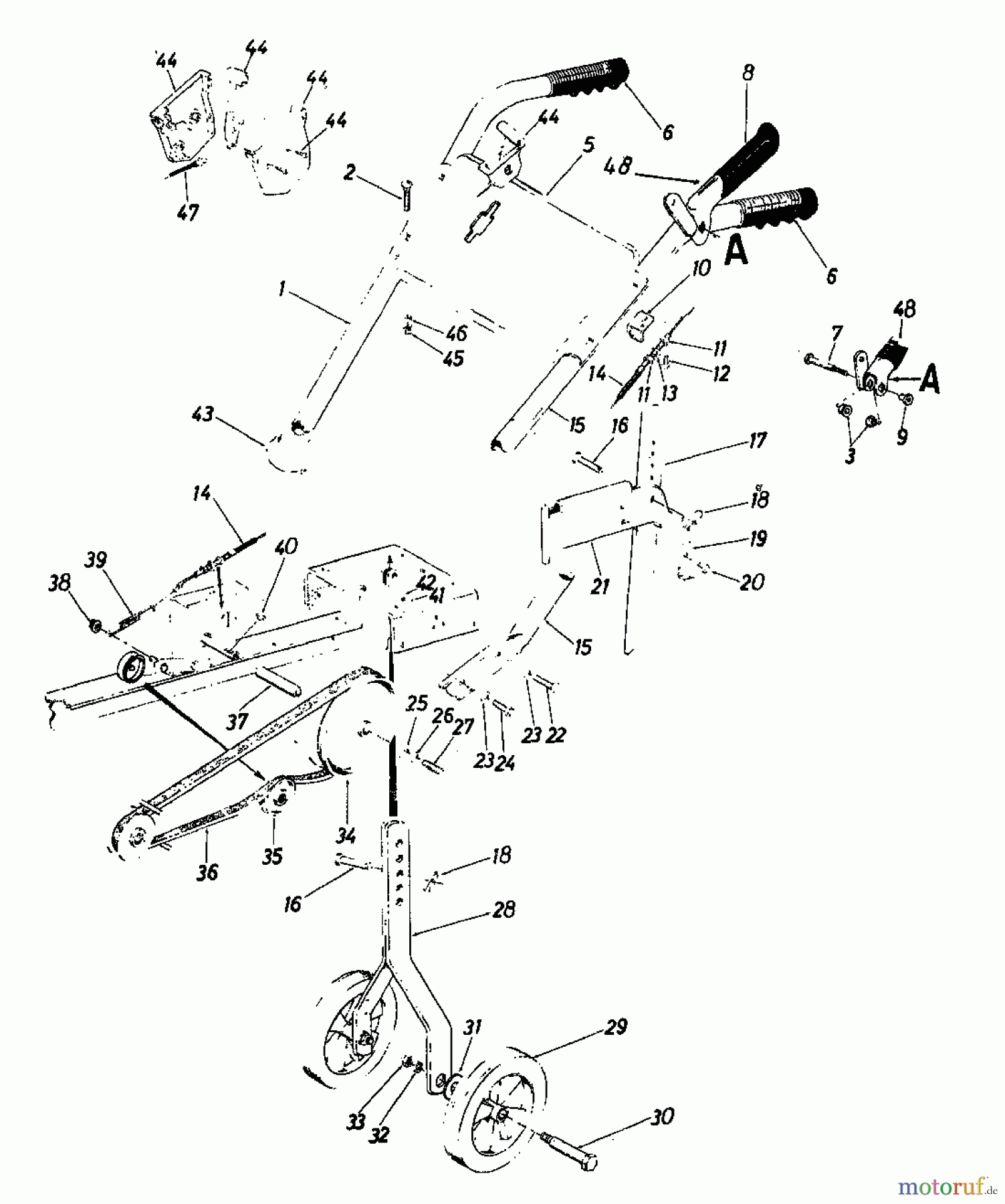  MTD Tillers Gartentiller 5 218-3200  (1988) Handle