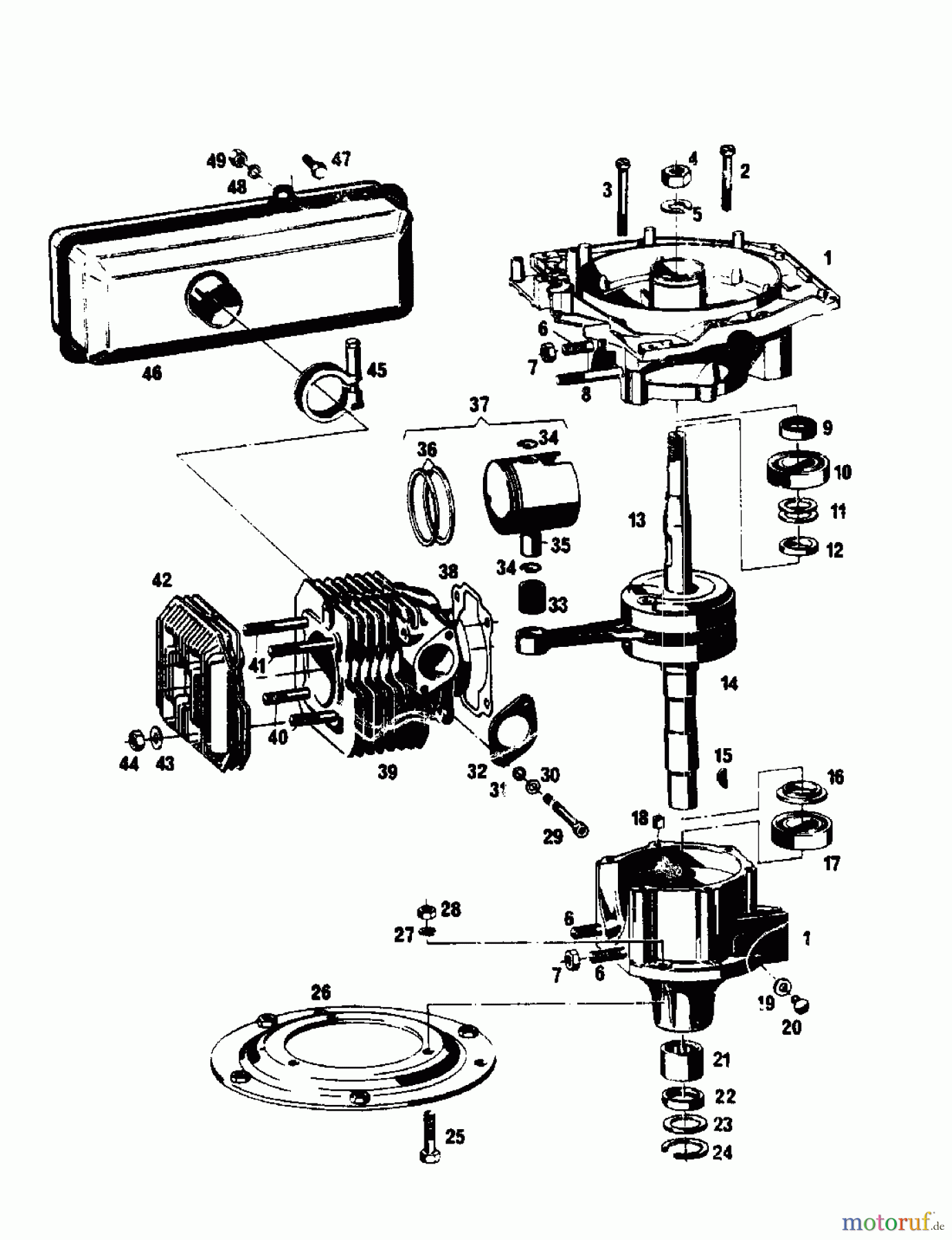  Gutbrod Petrol mower self propelled SB 51 R 02608.04  (1988) Crankcase, Cylinder