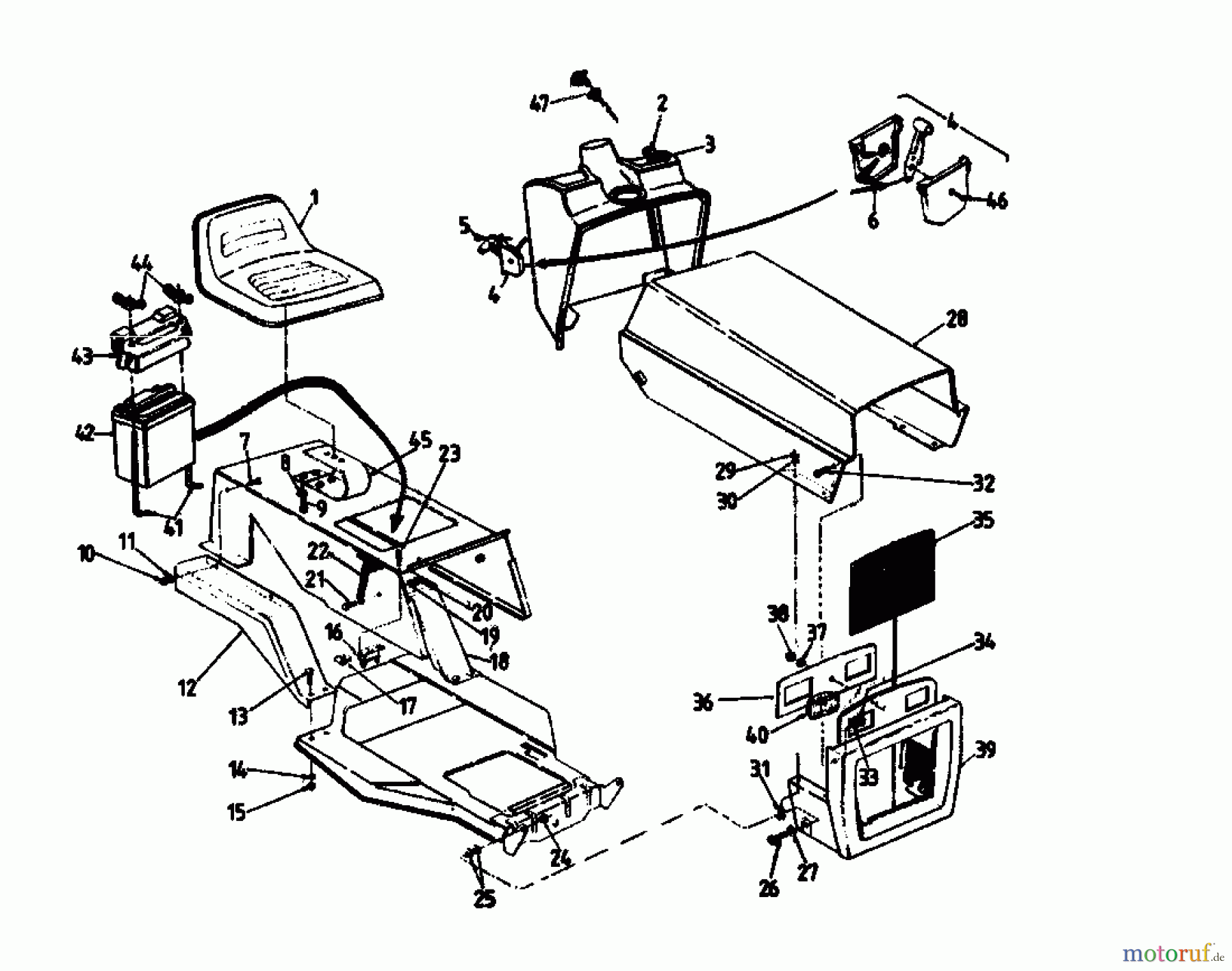  Gutbrod Lawn tractors 810 HEBS 02651.03  (1988) Dashboard, Engine hood, Fender