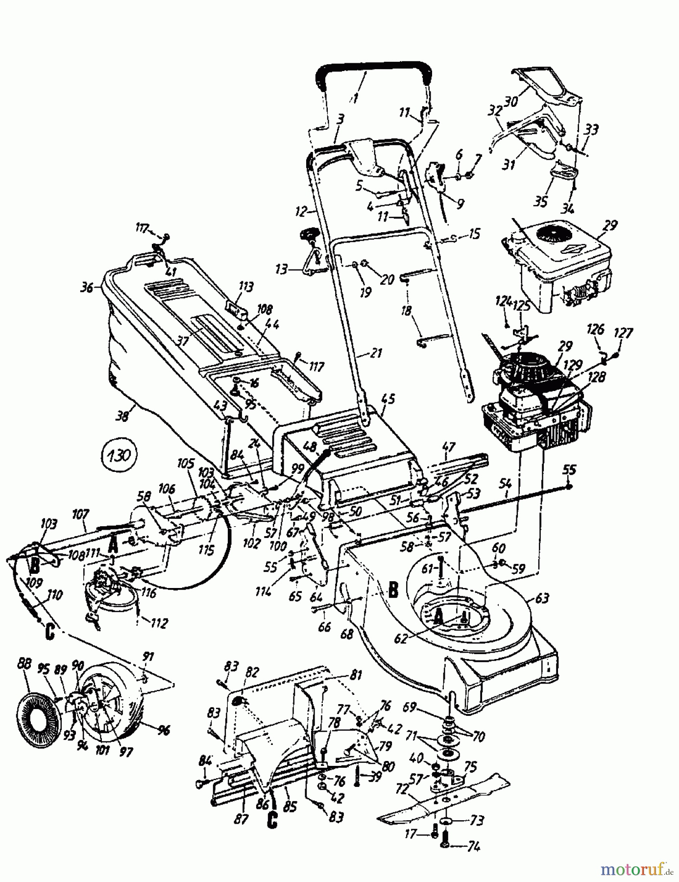  Columbia Petrol mower self propelled CS 53 120-476R  (1990) Basic machine